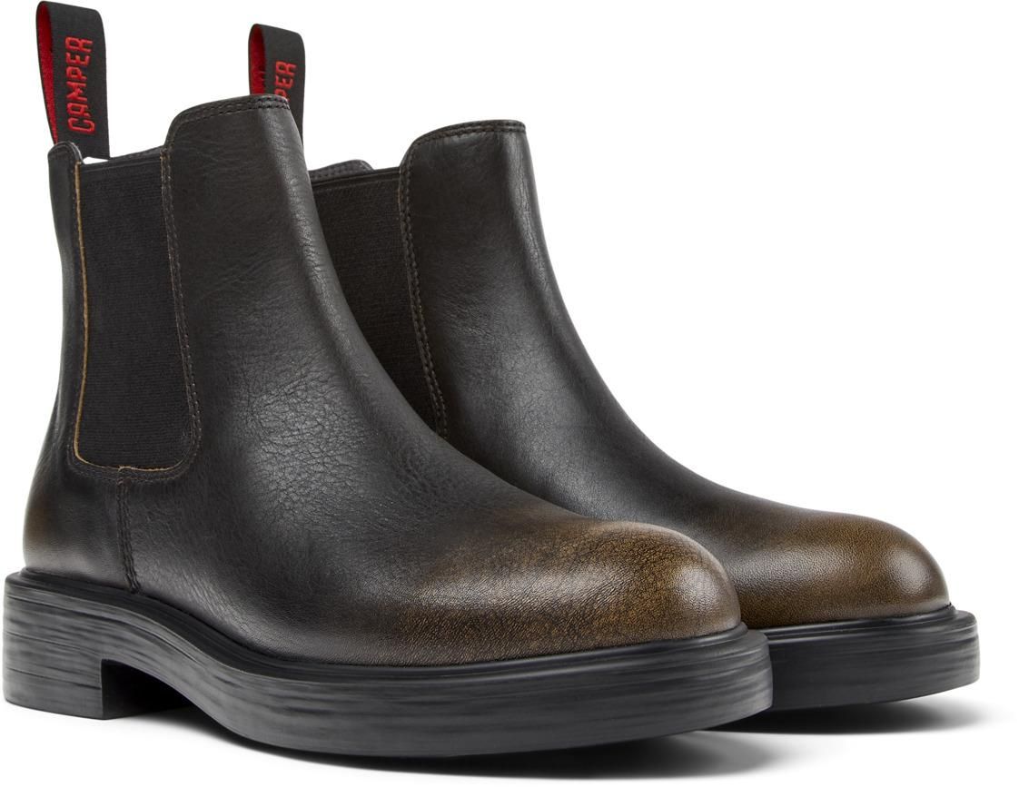 캠퍼 블랙 브라운 가죽 첼시부츠 Dean K400761-009 MULTICOLOR