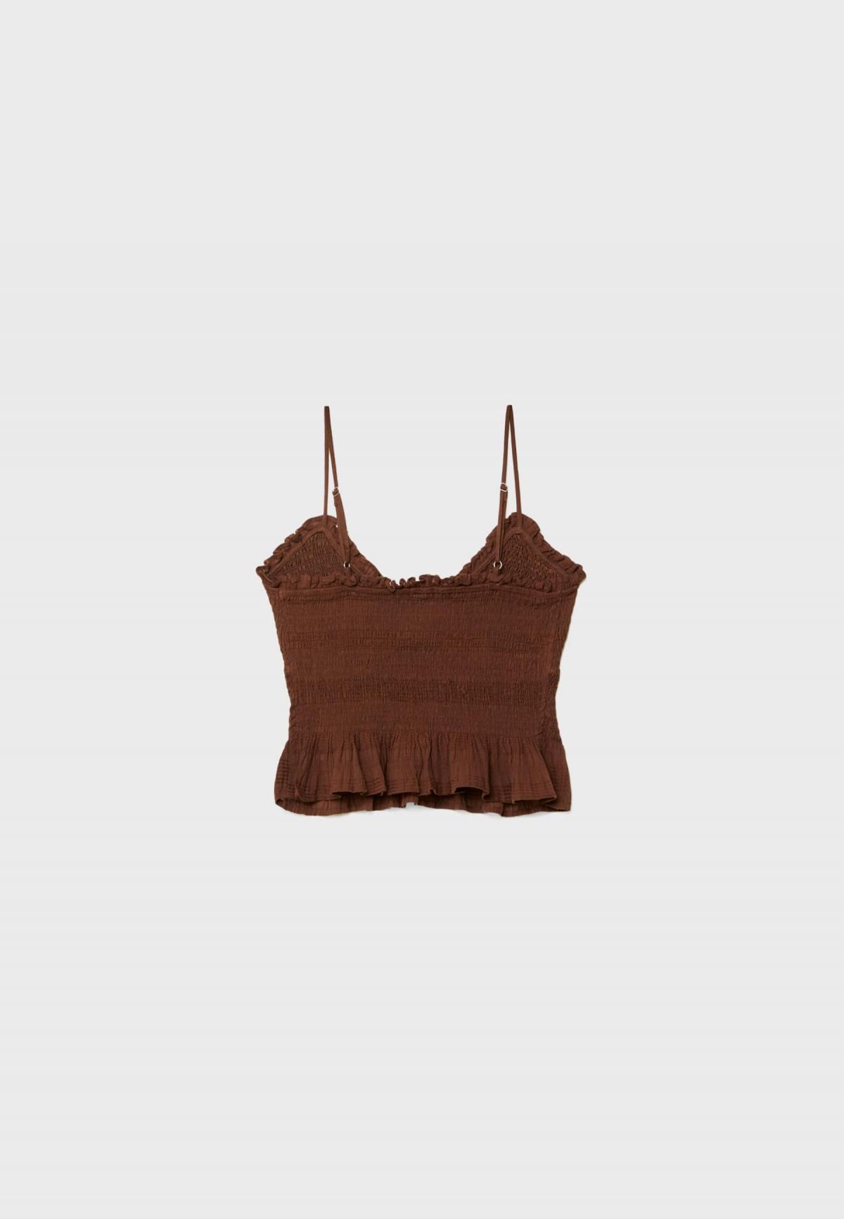스트라디바리우스 러플 민소매 슬림핏 탑 브라운 7158/585 BROWN - 상세 이미지 2