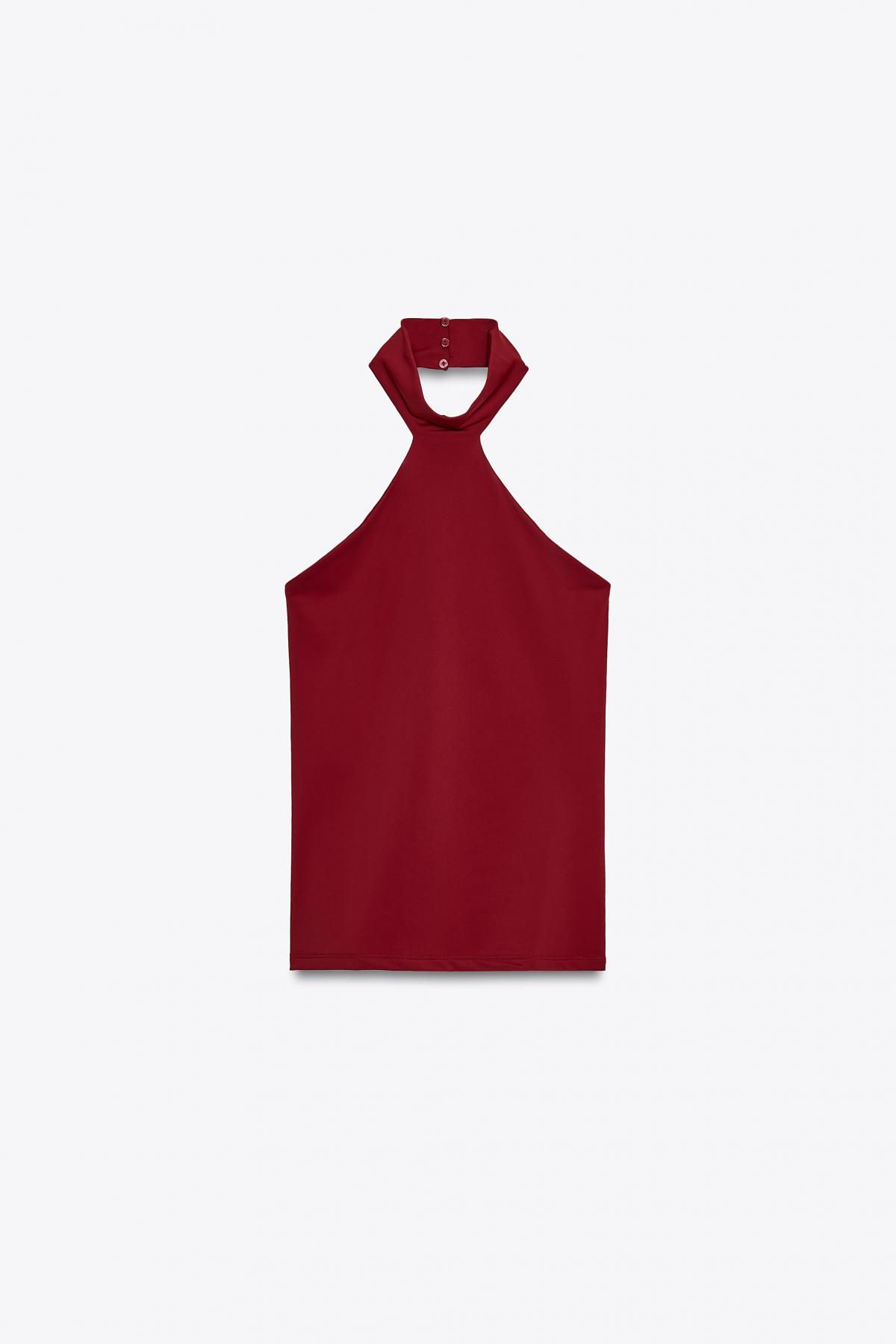 자라 모던 폴리아미드 홀터넥 민소매 탑 3641/153 BURGUNDY - 메인 이미지