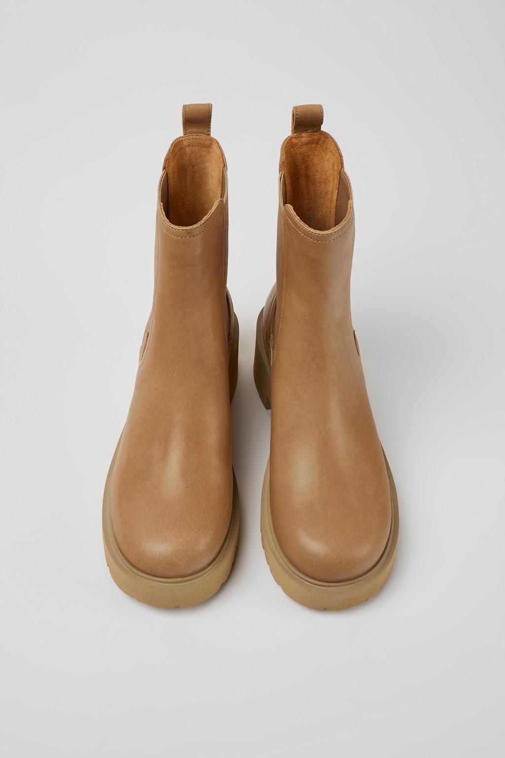 캠퍼 베이지 레더 청키 첼시부츠 Milah K400575-006 BEIGE - 상세 이미지 4
