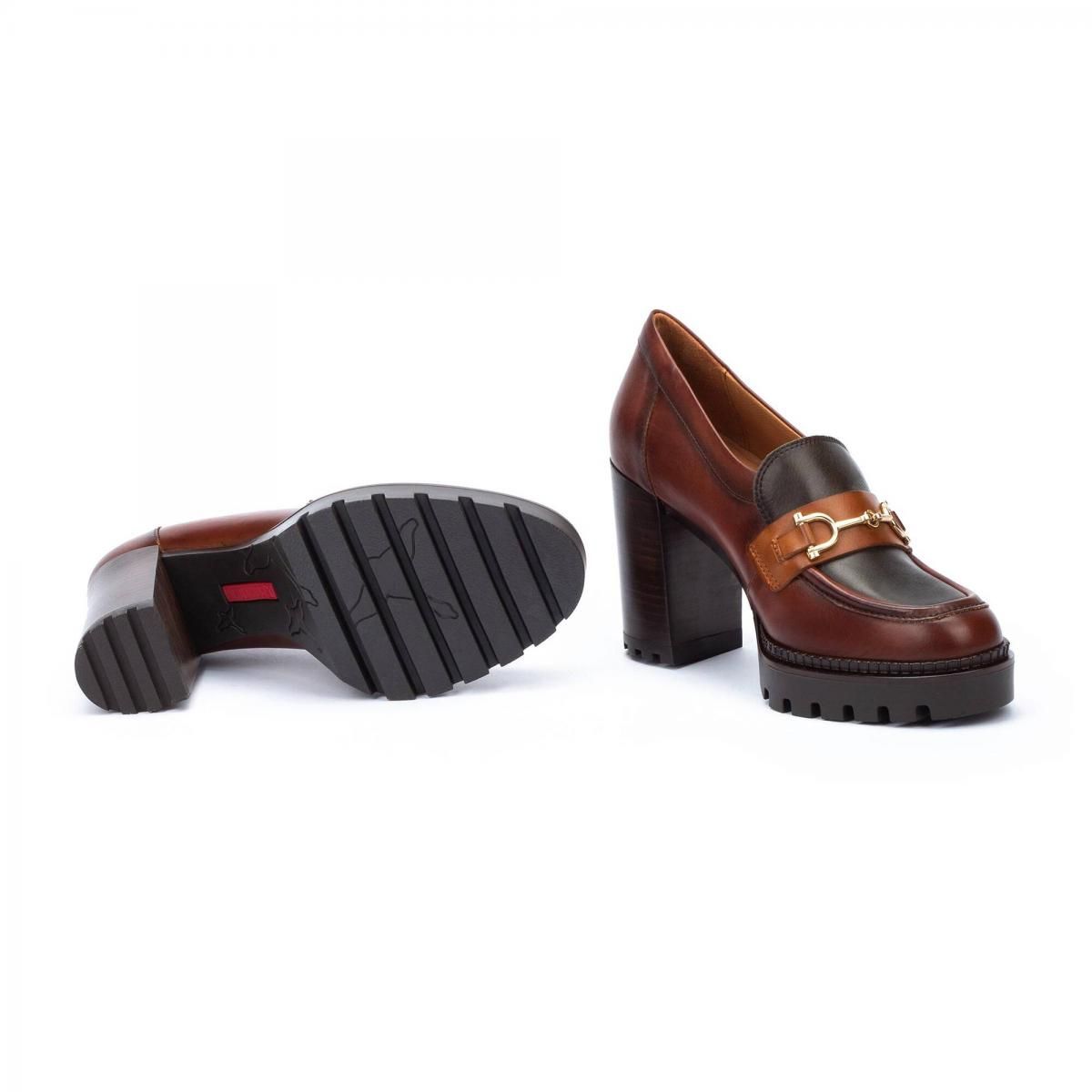 피콜리노스 모던 청키힐 메탈 장식 힐 로퍼 CERVERA W1J-3887C1 COGNAC - 상세 이미지 5