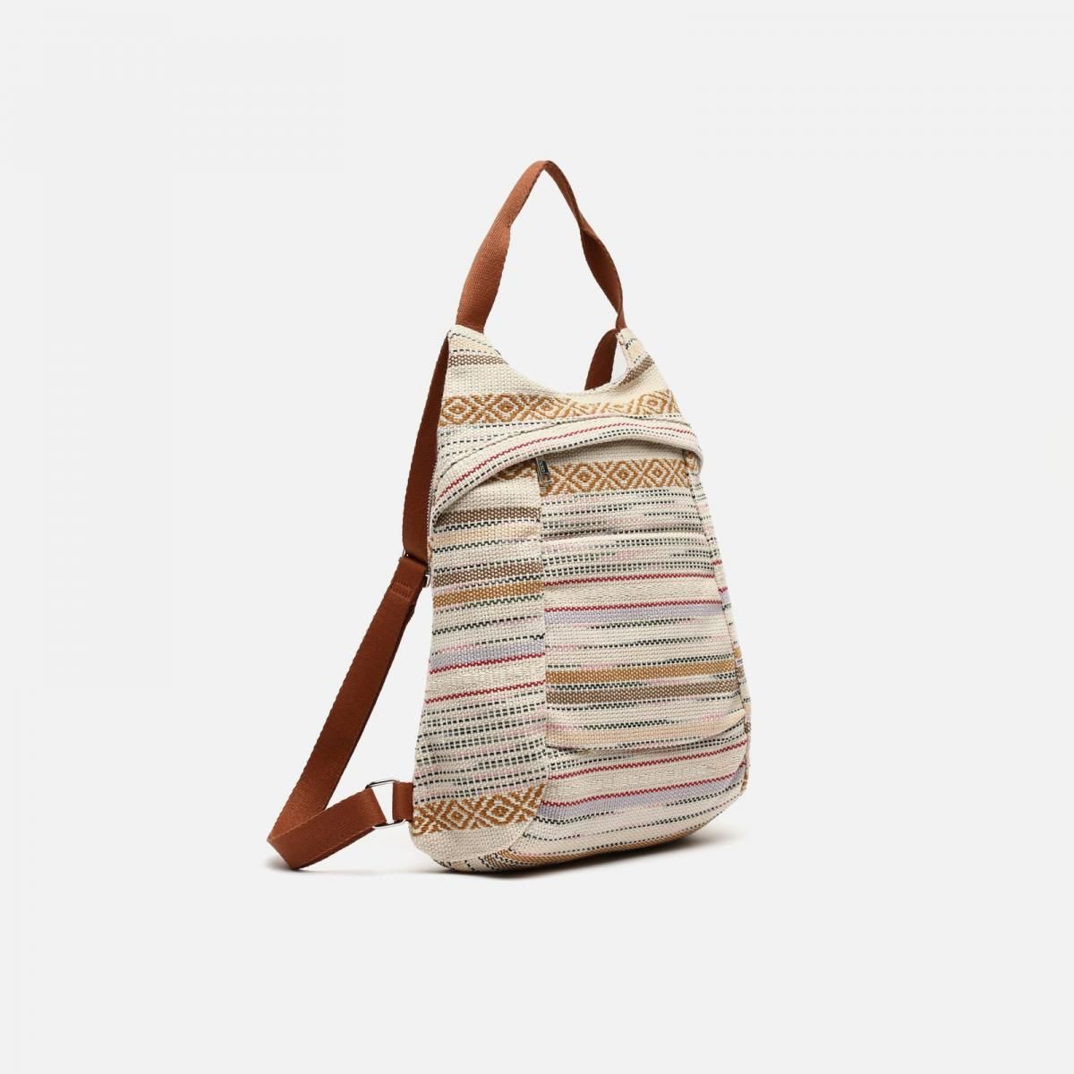 미사코 멀티컬러 자카드 프린트 도난방지 백팩 MICU-4800234117019 BEIGE - 상세 이미지 2
