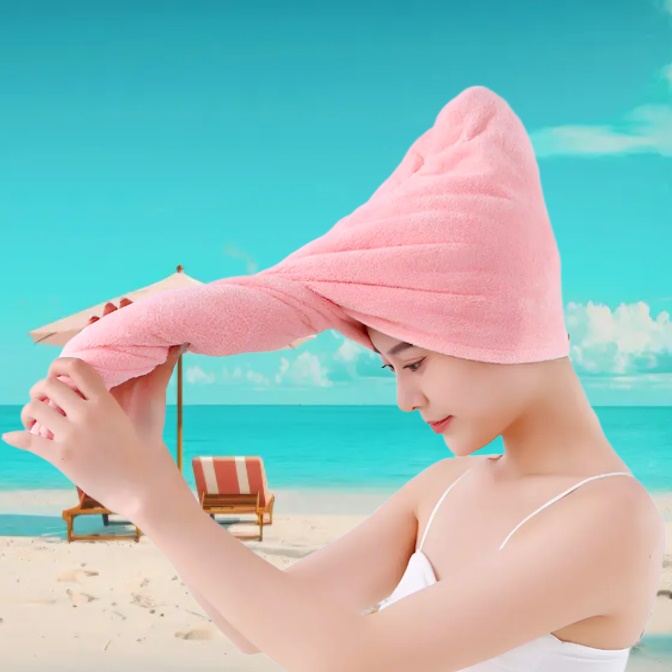 극세사 헤어타월 머리 빨리 말리는 수건 헤어 드라이 타올 - 상품 이미지