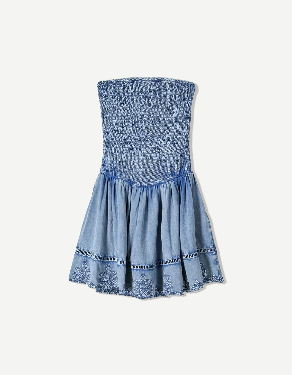 버쉬카 데님 러플 미니 원피스 6021/494 BLUE - 상품 이미지