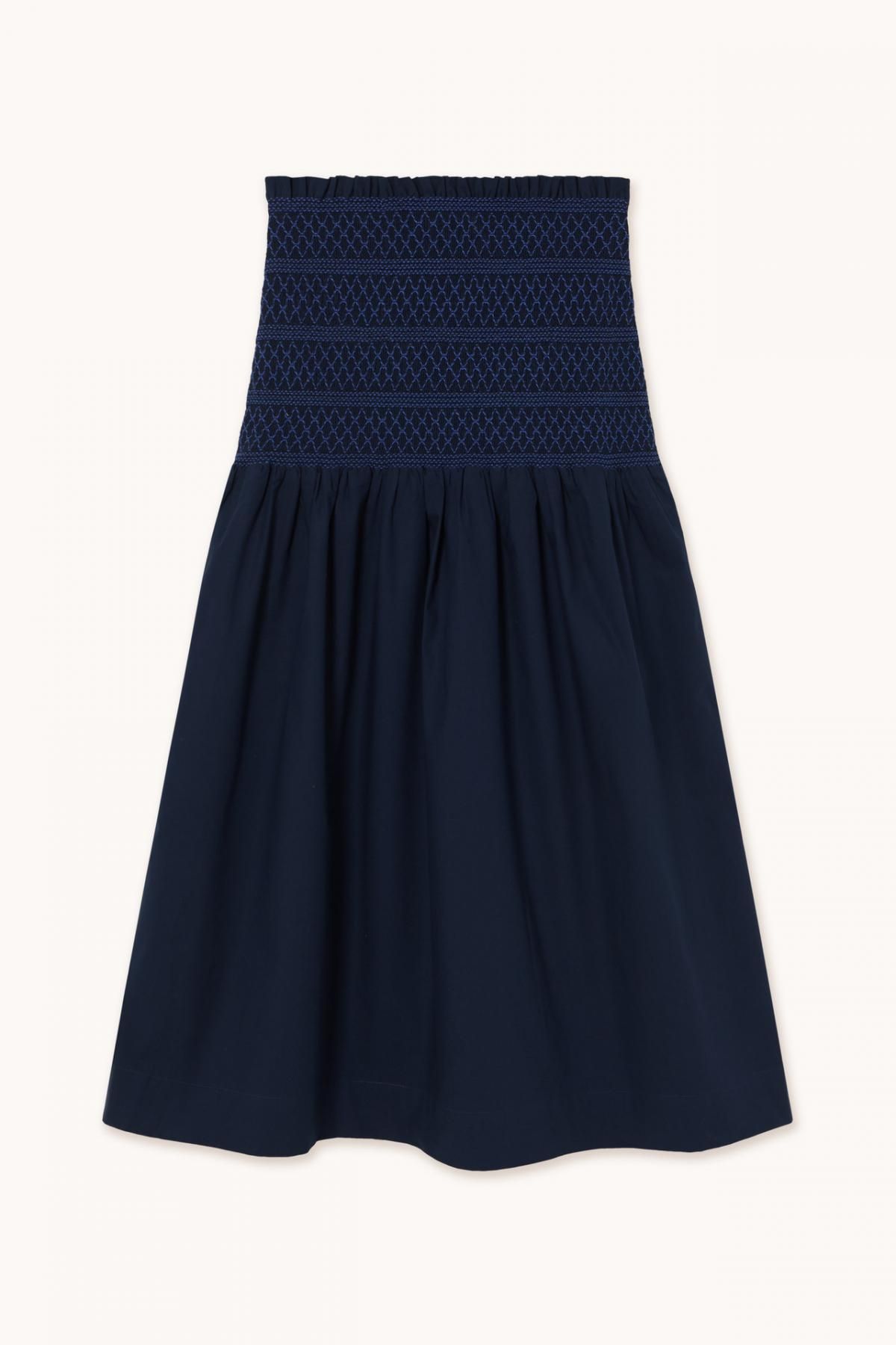 타이니코튼 스모크 밴딩 네이비 미디 스커트 FALDA SMOCK SS25-657107 ONE COLOR - 상세 이미지 3