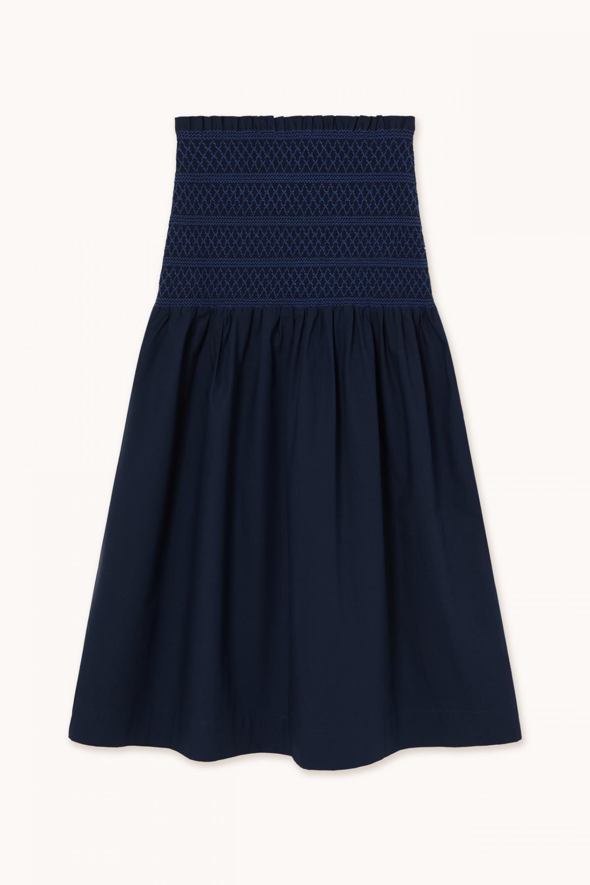 타이니코튼 스모크 밴딩 네이비 미디 스커트 FALDA SMOCK SS25-657107 ONE COLOR - 상품 이미지