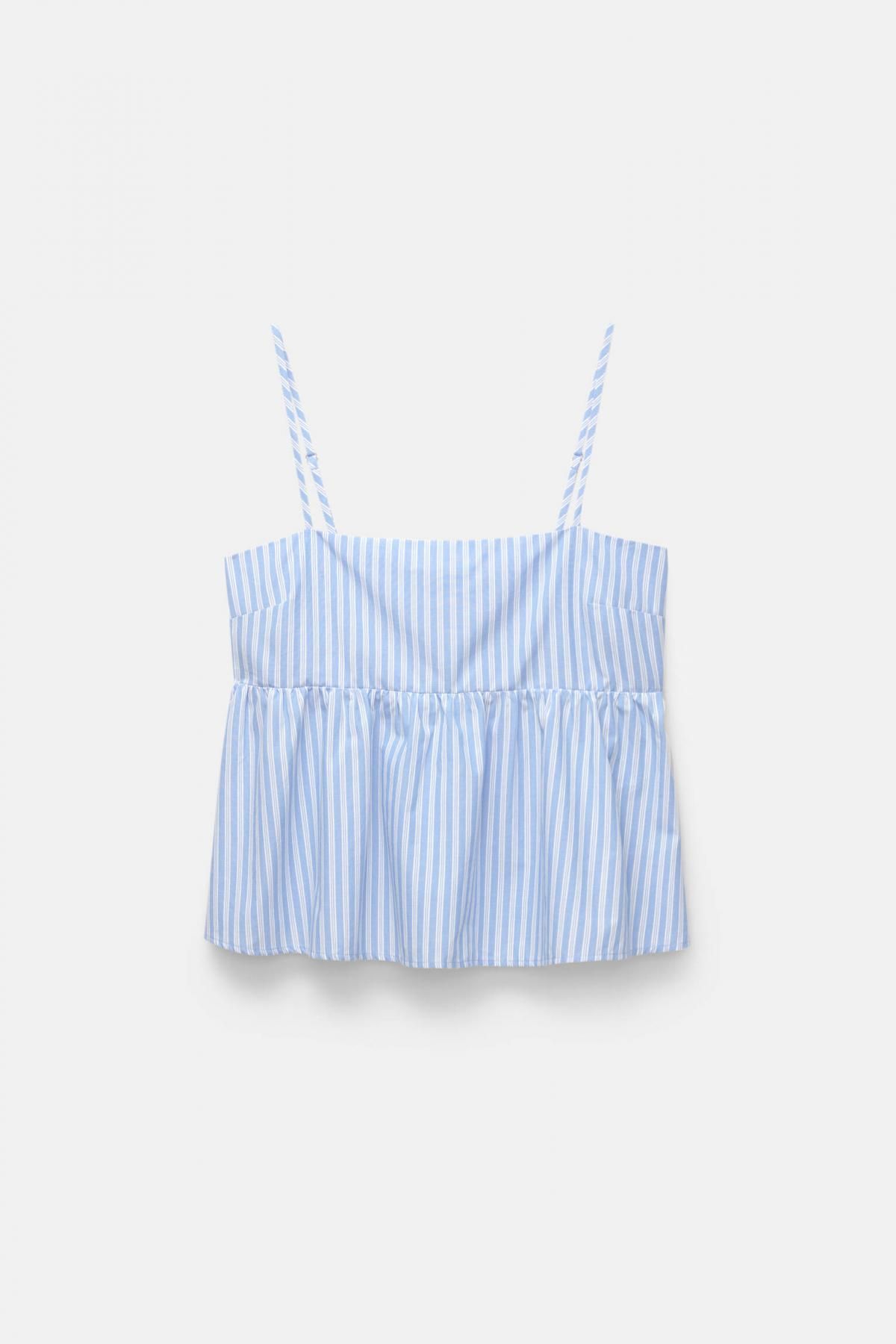 풀앤베어 스트라이프 포플린 슬리브리스 탑 7472/358 BLUE - 메인 이미지