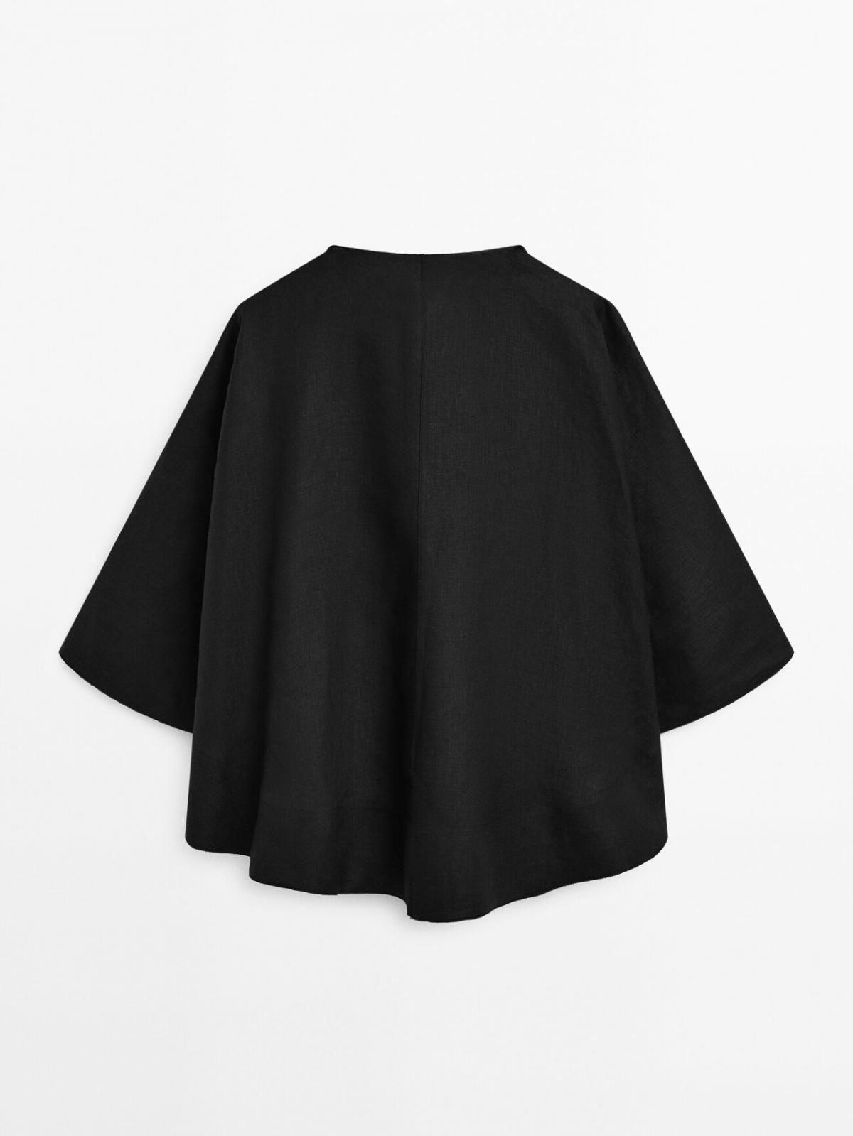 마시모두띠 린넨 오버사이즈 케이프 스타일 블라우스 9466/952 BLACK - 상세 이미지 5