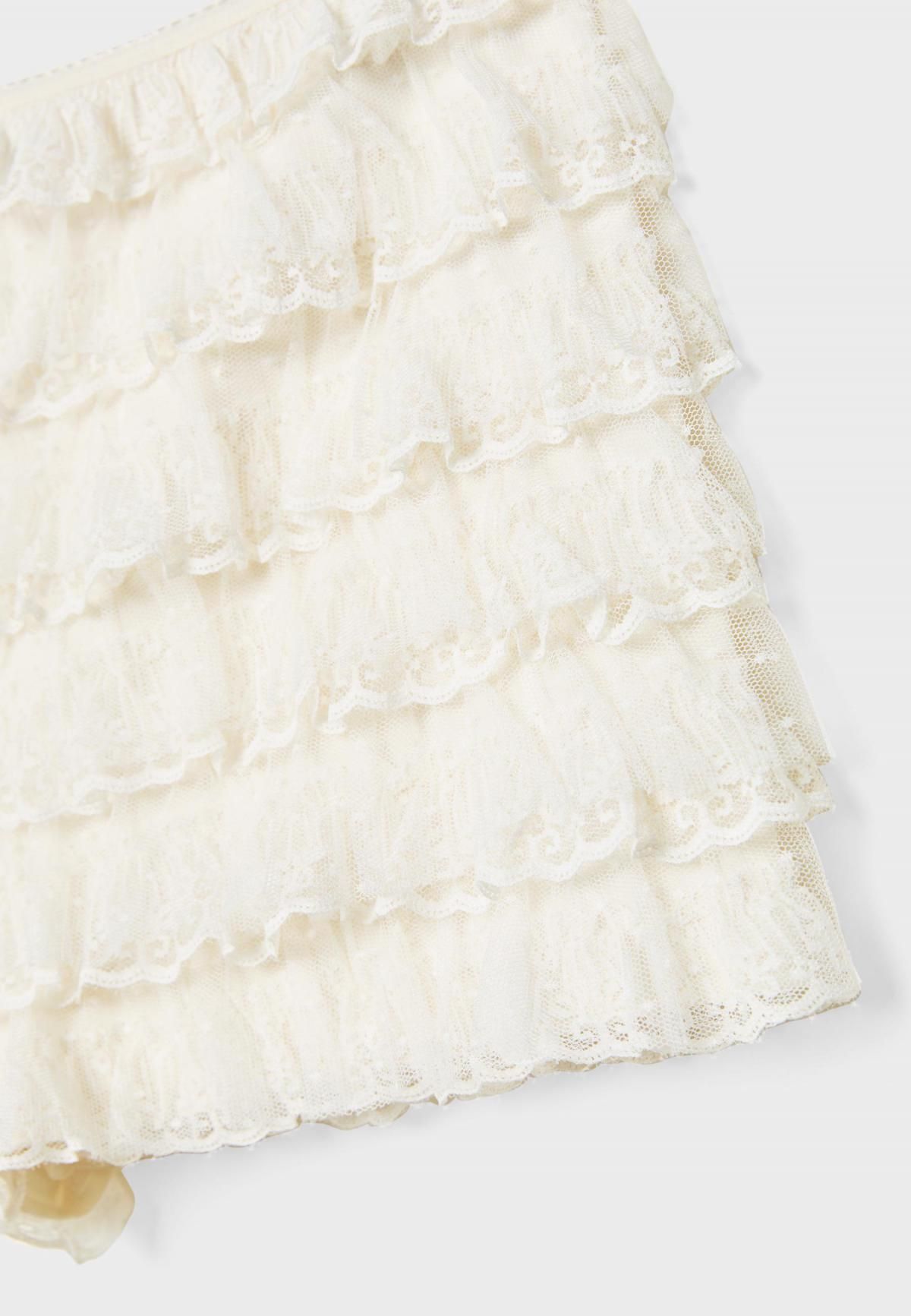 스트라디바리우스 러플 레이스 여성 하이엔드 쇼츠 1387/668 ECRU - 상세 이미지 3