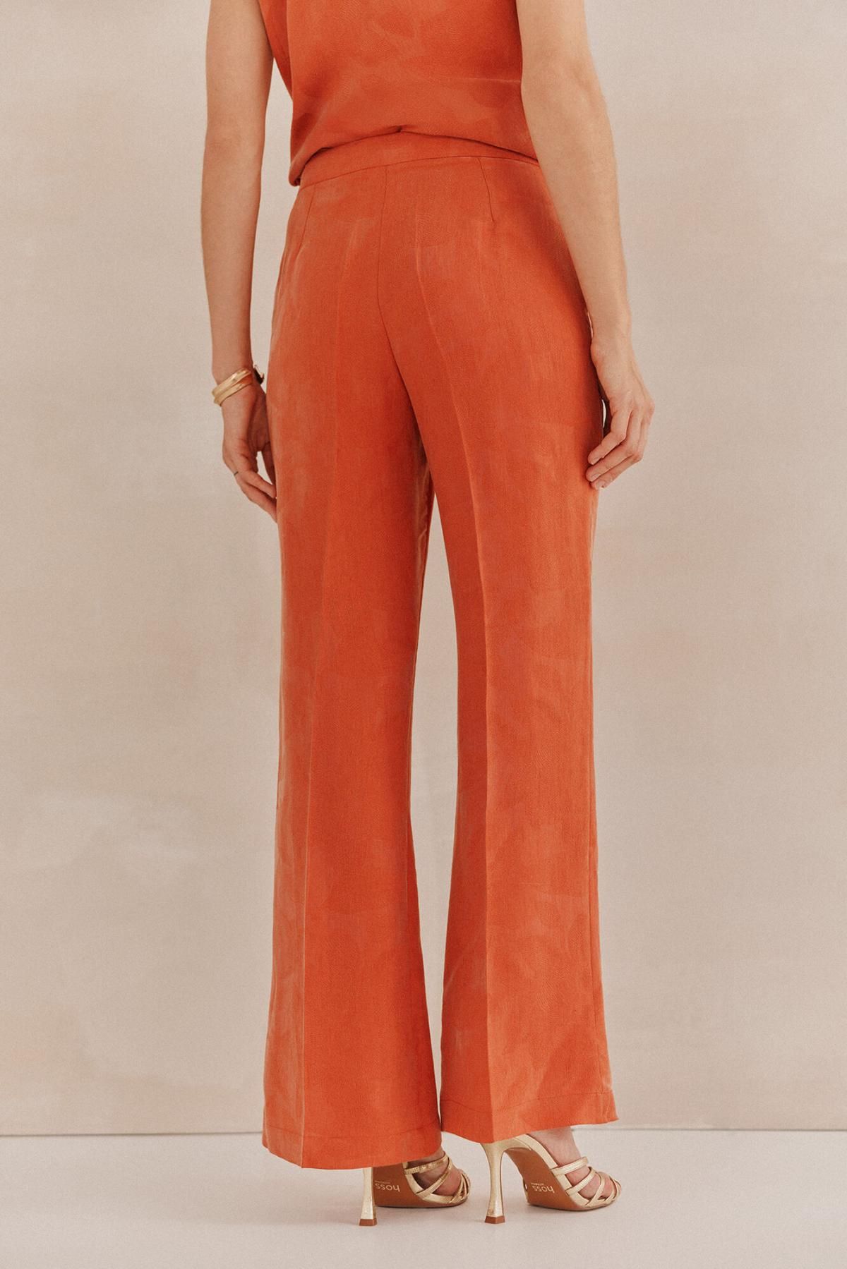 호스 인트로피아 테크니컬 자카드 스트레이트핏 와이드 슬랙스 팬츠 Petra 6549003 NARANJA - 상세 이미지 4