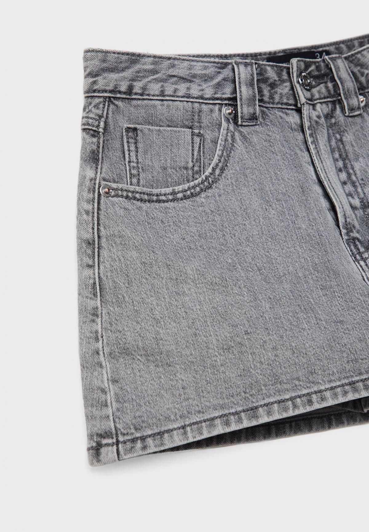 스트라디바리우스 트렌디 데님 미드라이즈 미니 스커트팬츠 1283/660 LIGHT GREY DENIM WASH - 상세 이미지 3
