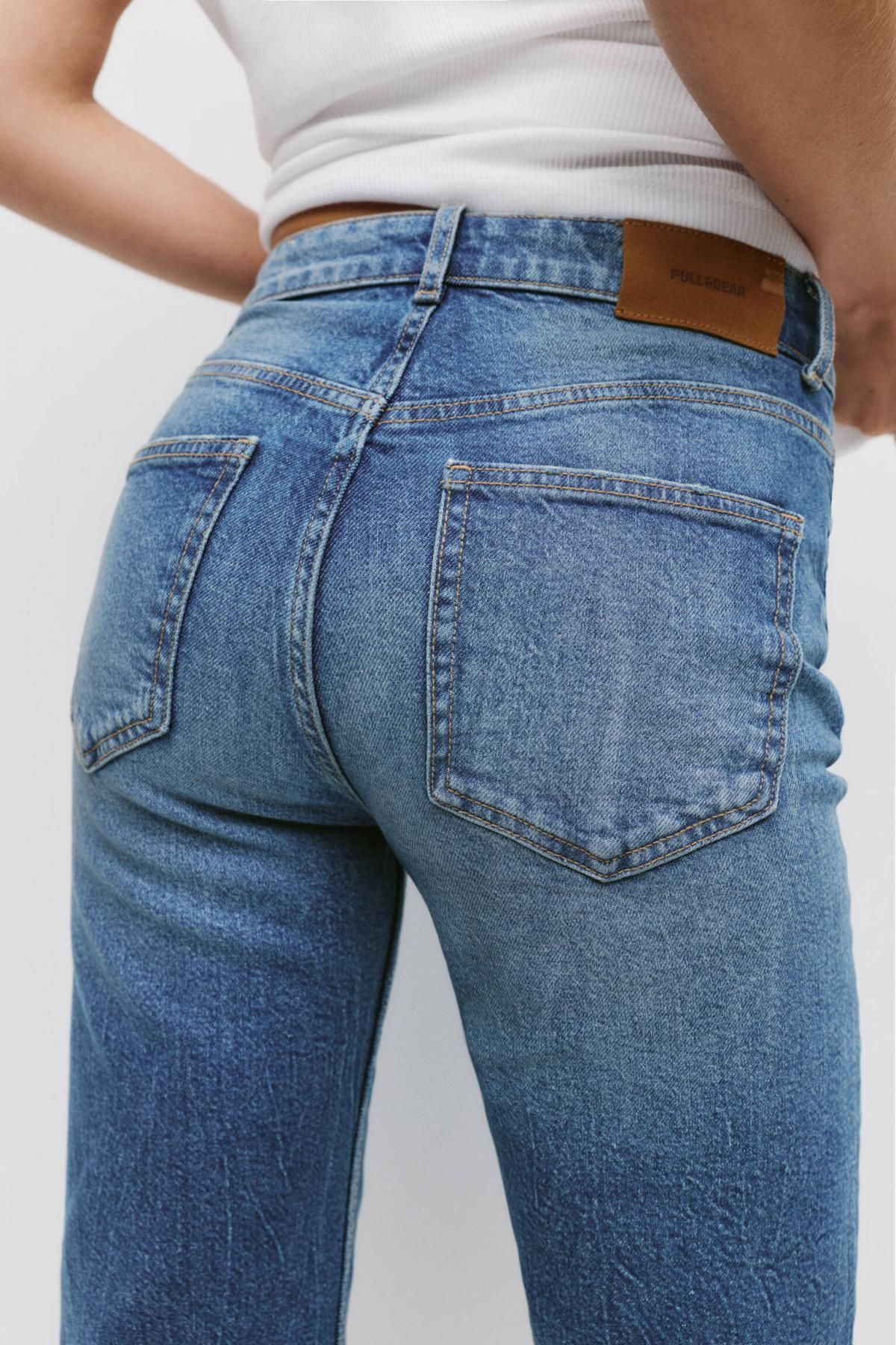풀앤베어 하이라이즈 데님 스트레이트핏 청바지 7683/403 MEDIUM BLUE - 상세 이미지 3
