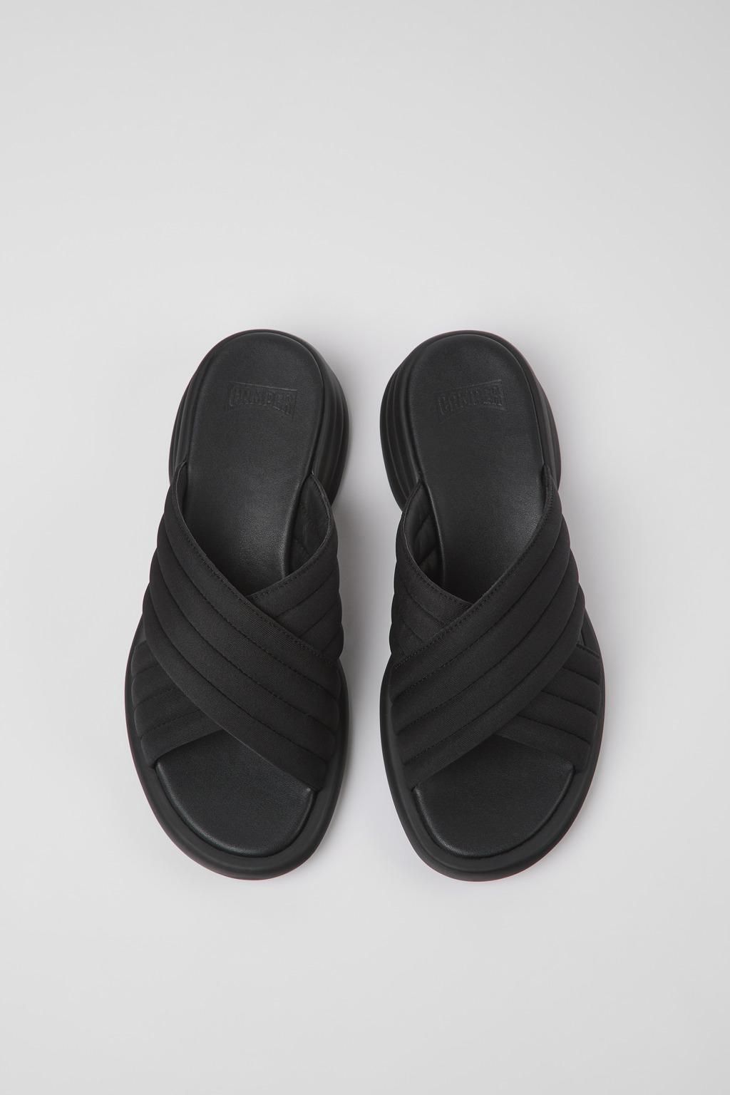 캠퍼 블랙 텍스타일 크로스 스트랩 웨지 샌들 Spiro K201539-004 BLACK - 상세 이미지 4