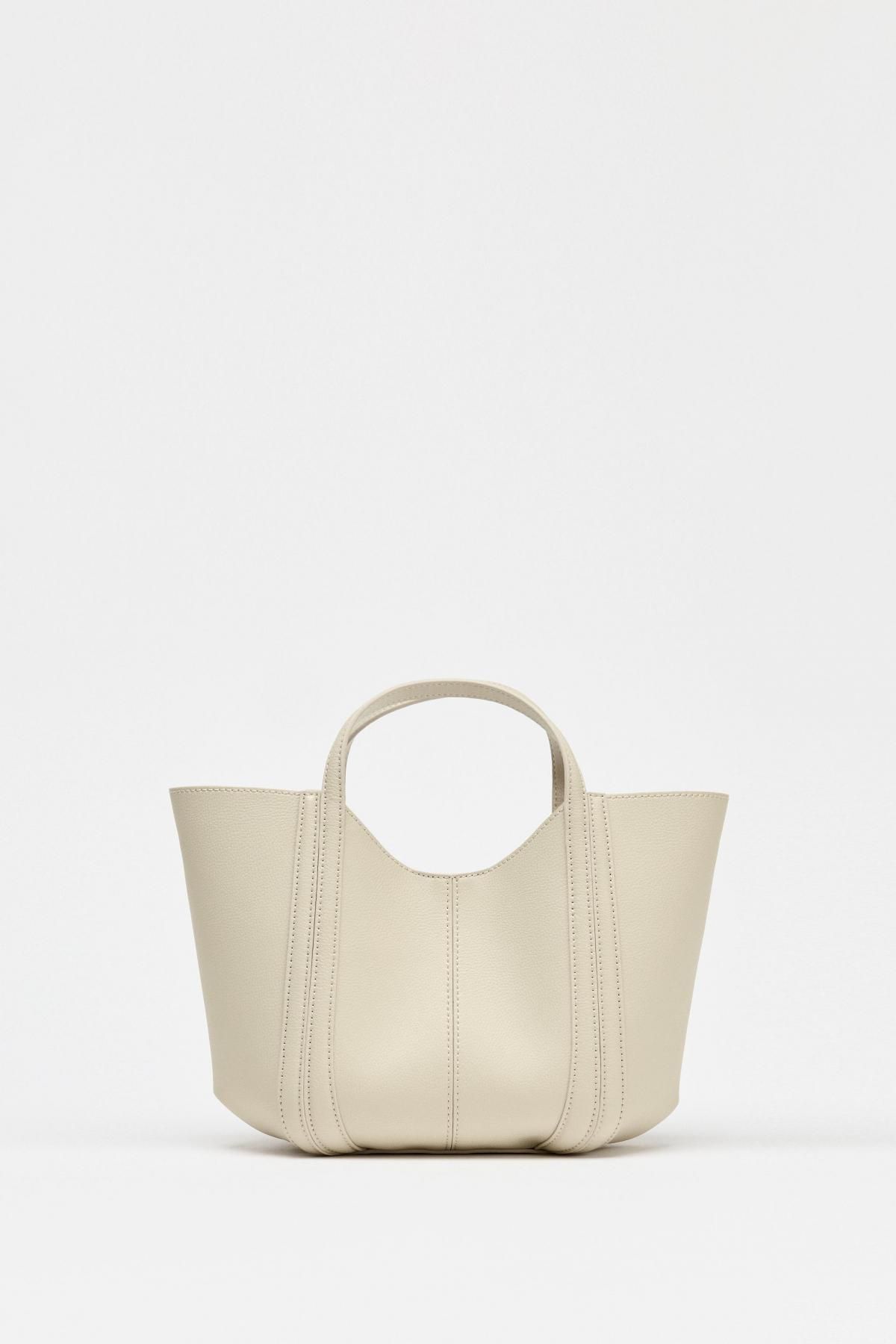 자라 미니멀 스티치 토트백 MINI CITY BAG 6332/510 ECRU - 메인 이미지