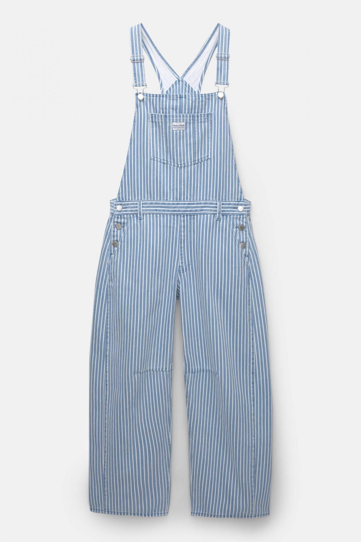 풀앤베어 스트라이프 벌룬핏 데님 오버롤 7638/300 BLUE - 상품 이미지