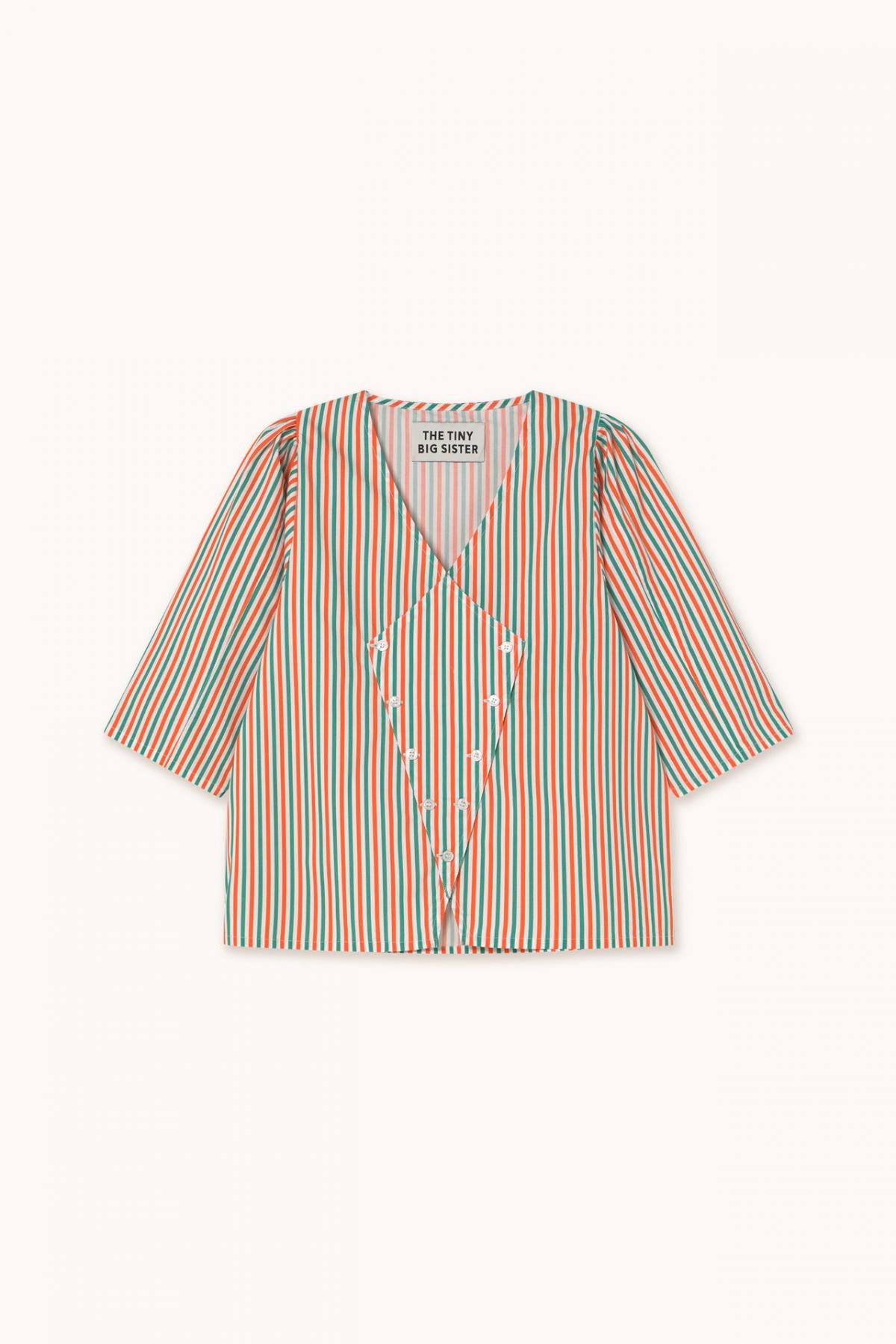 타이니코튼 스트라이프 브이넥 루즈핏 블라우스 SS25-635R28 ONE COLOR - 상품 이미지