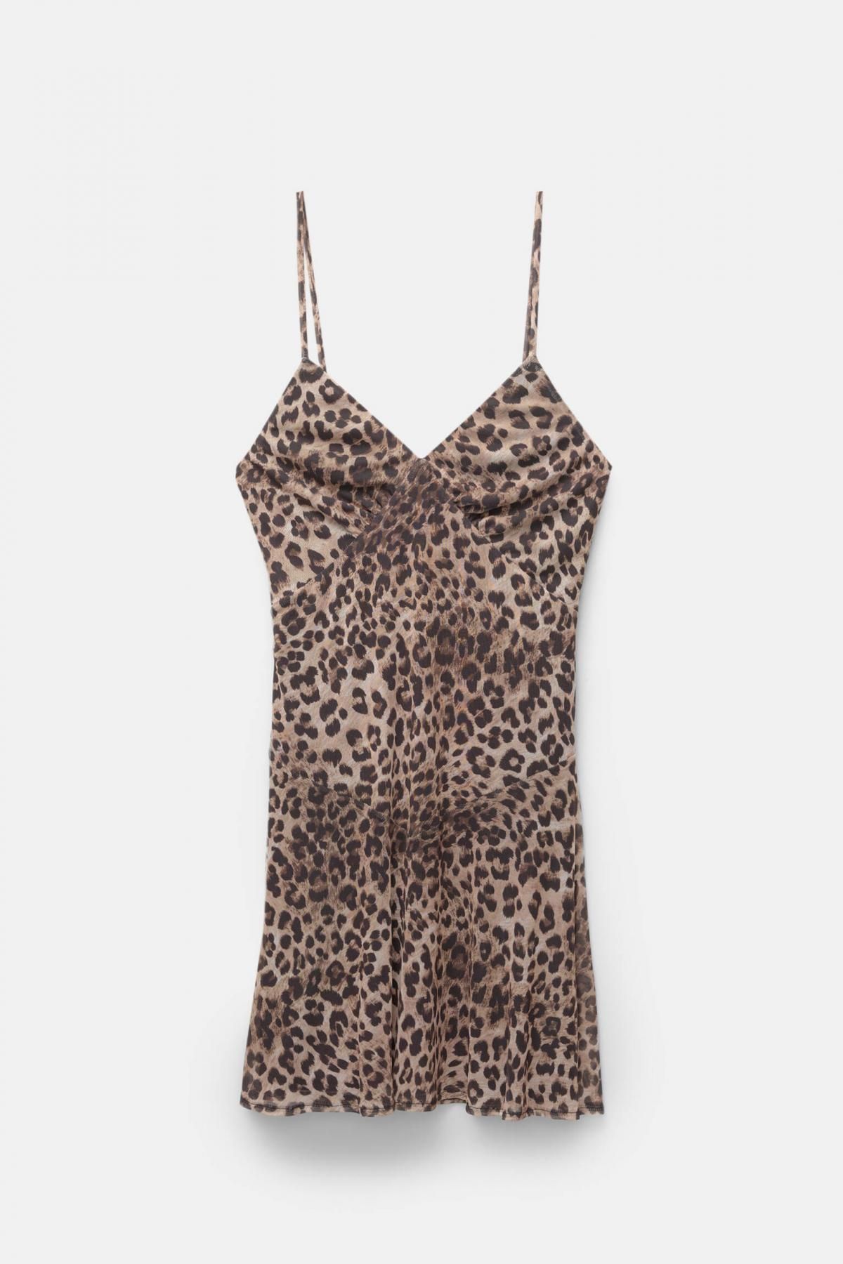 풀앤베어 스트랩 브이넥 레오파드 프린트 슬립 미니 원피스 7394/338 LEOPARD - 상품 이미지