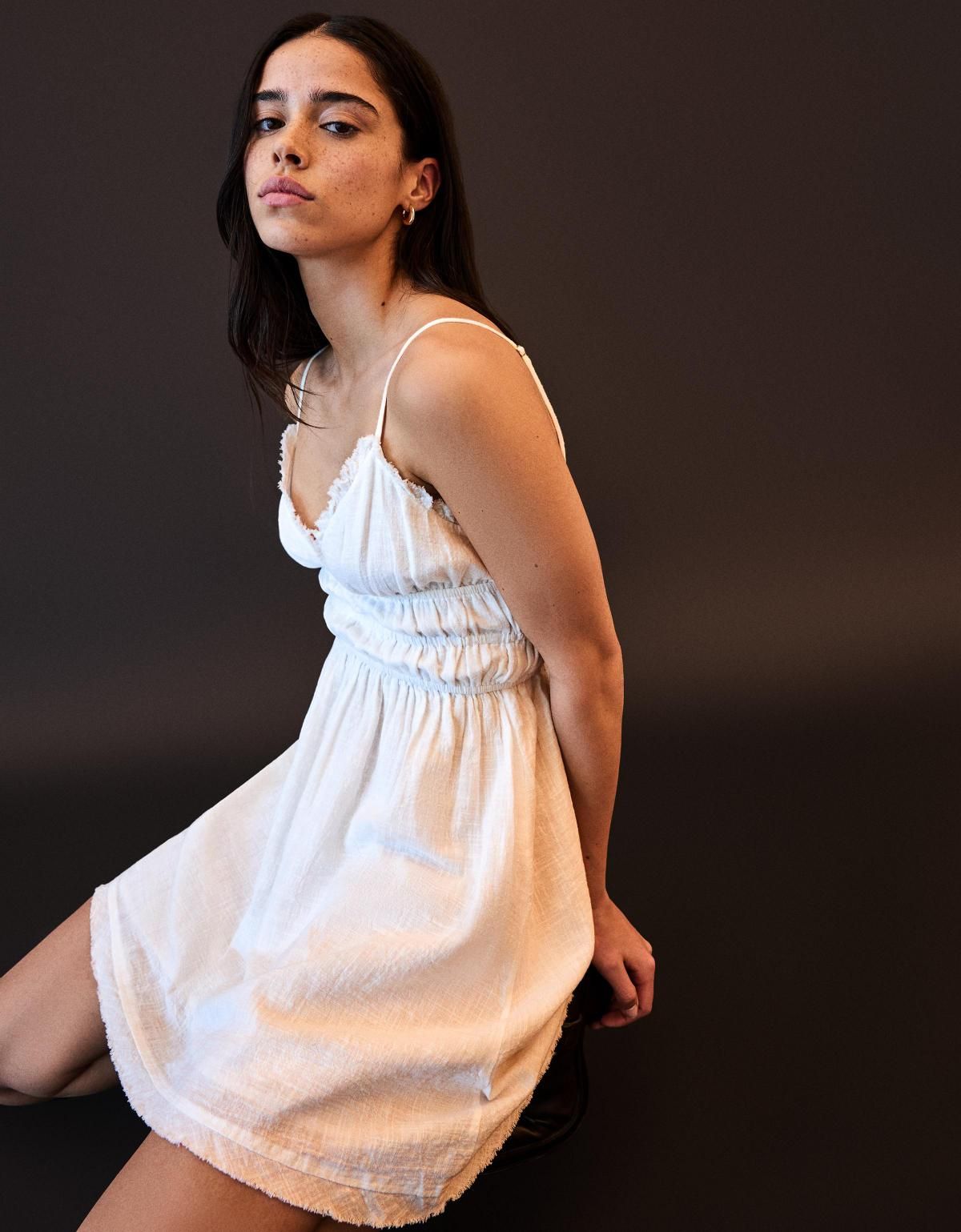 버쉬카 러플 러스틱 미니 원피스 0740/207 WHITE - 상세 이미지 2