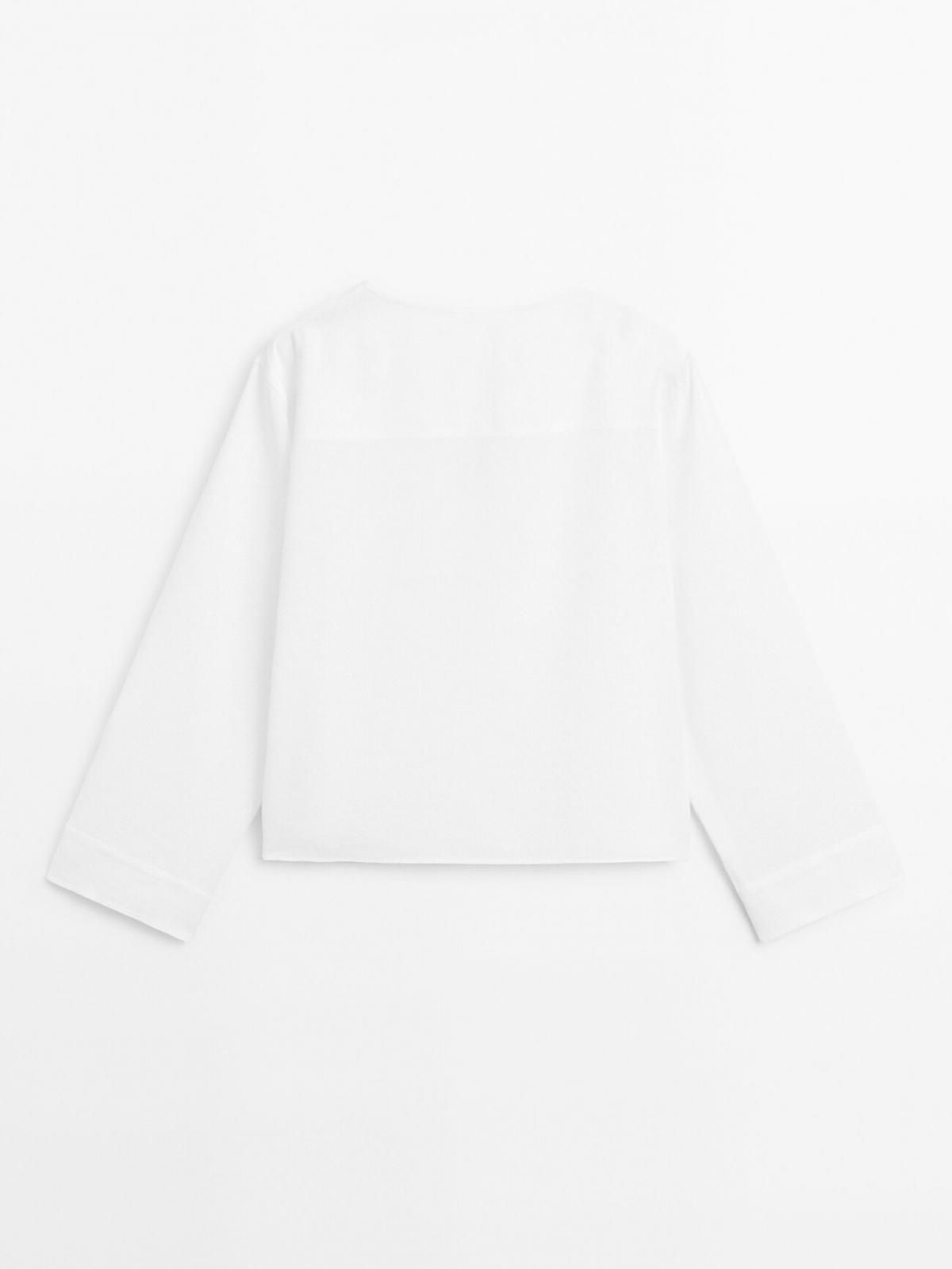 마시모두띠 내추럴 린넨 블렌드 플루이드 브이넥 키모노 블라우스 5124/536 WHITE - 상세 이미지 3