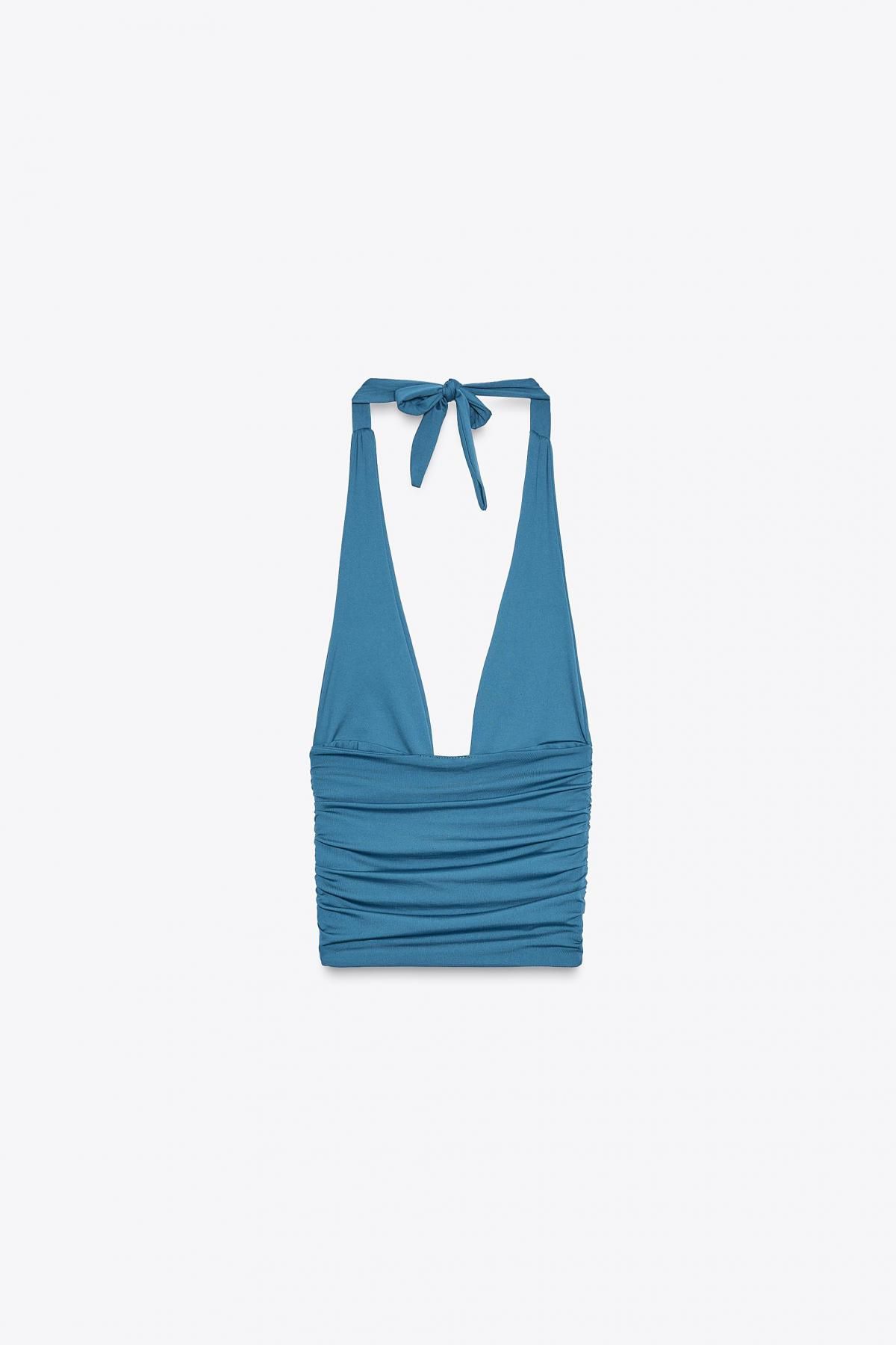 자라 드레이프 메탈 디테일 홀터넥 탑 1026/625 BLUE / NAVY - 상세 이미지 5