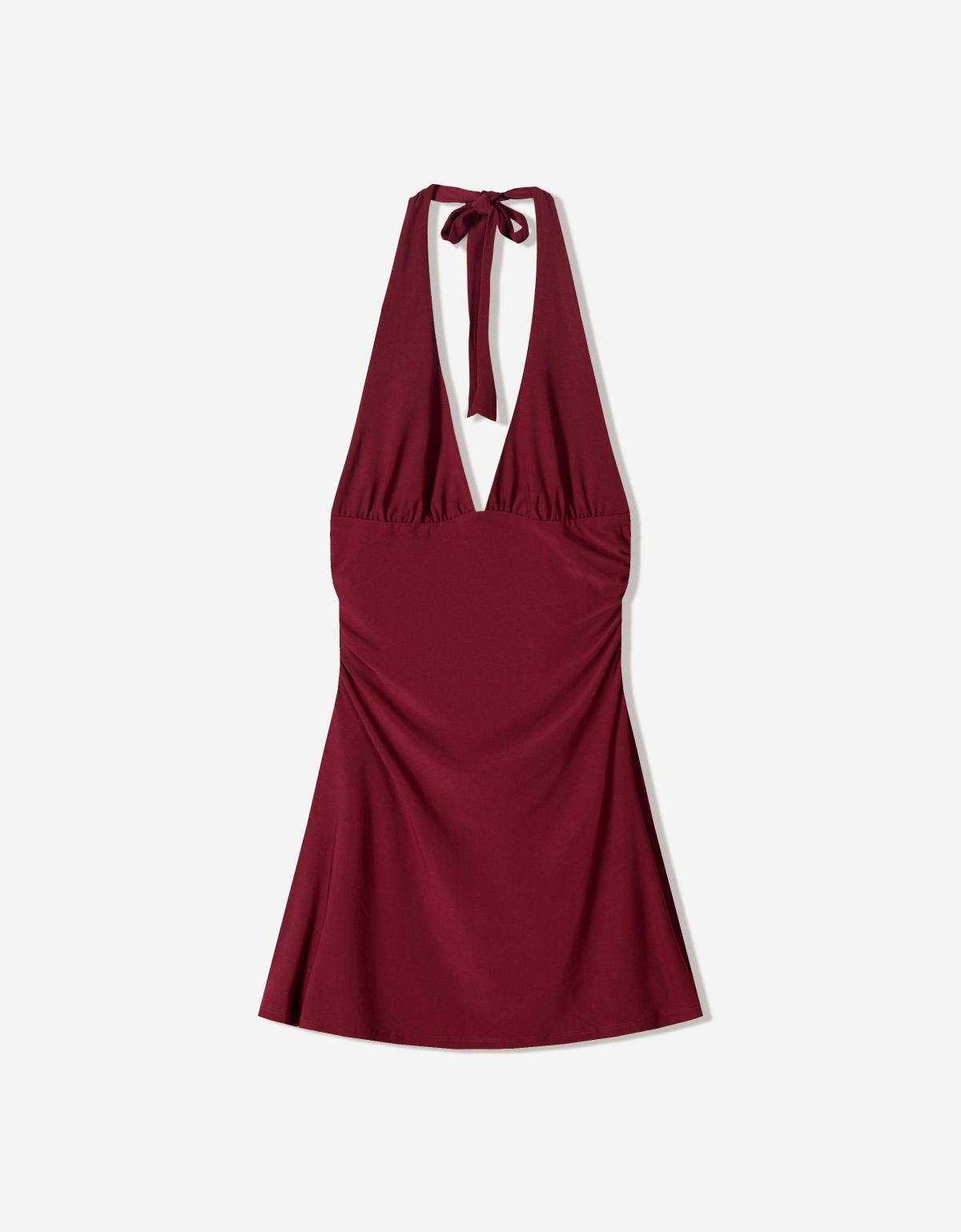 버쉬카 버건디 홀터넥 미니 원피스 0587/173 BURGUNDY - 상품 이미지
