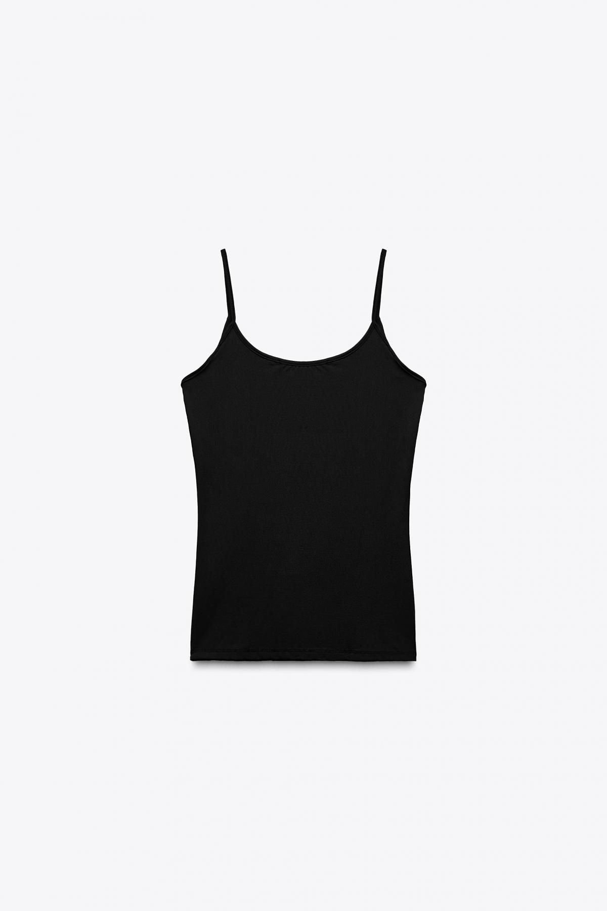 자라 폴리아미드 파인 스트랩 탑 3905/532 BLACK - 상세 이미지 3