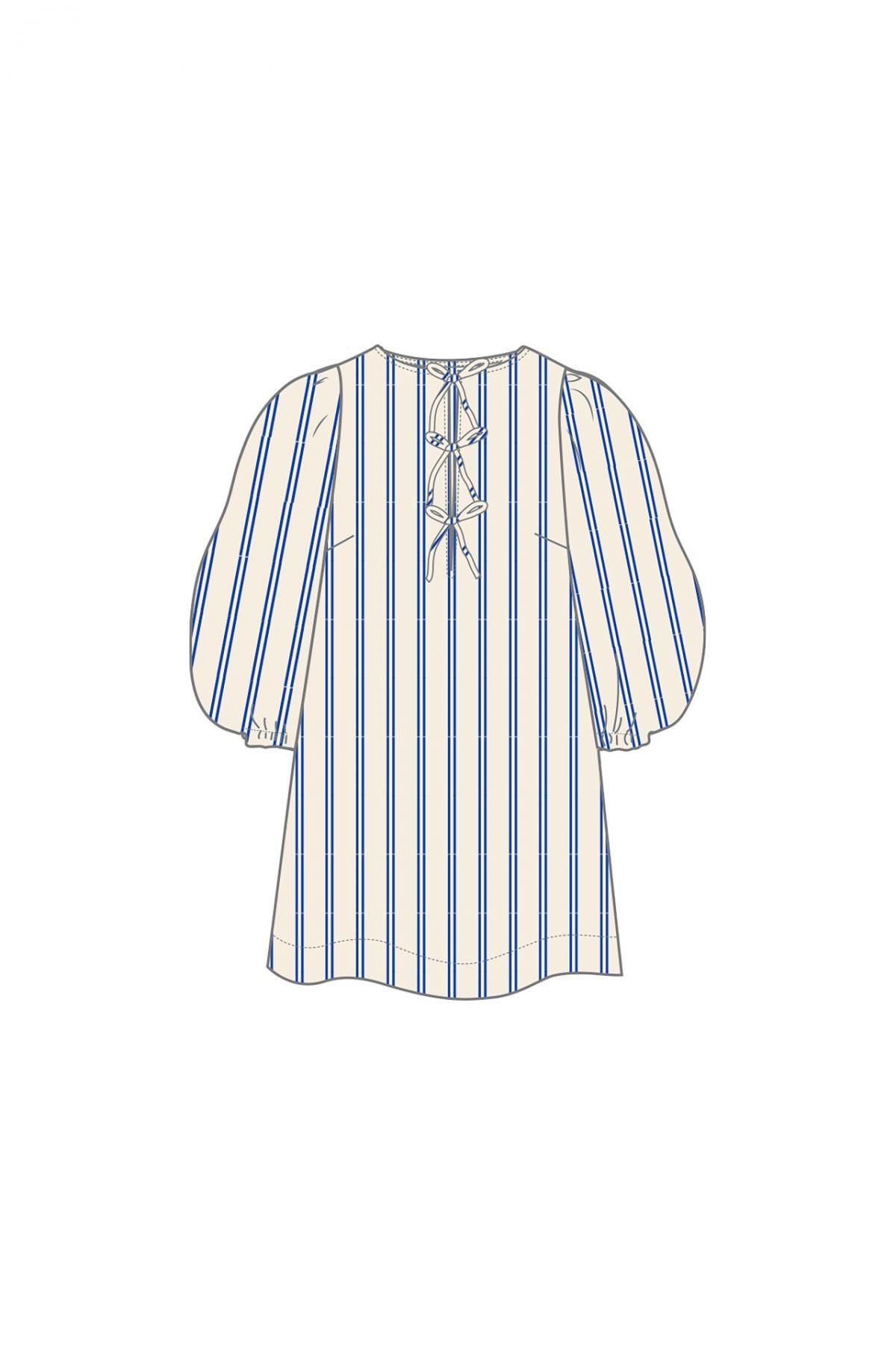 타이니코튼 스트라이프 벌룬슬리브 미니 원피스 SS25-655N88 ONE COLOR - 상세 이미지 2