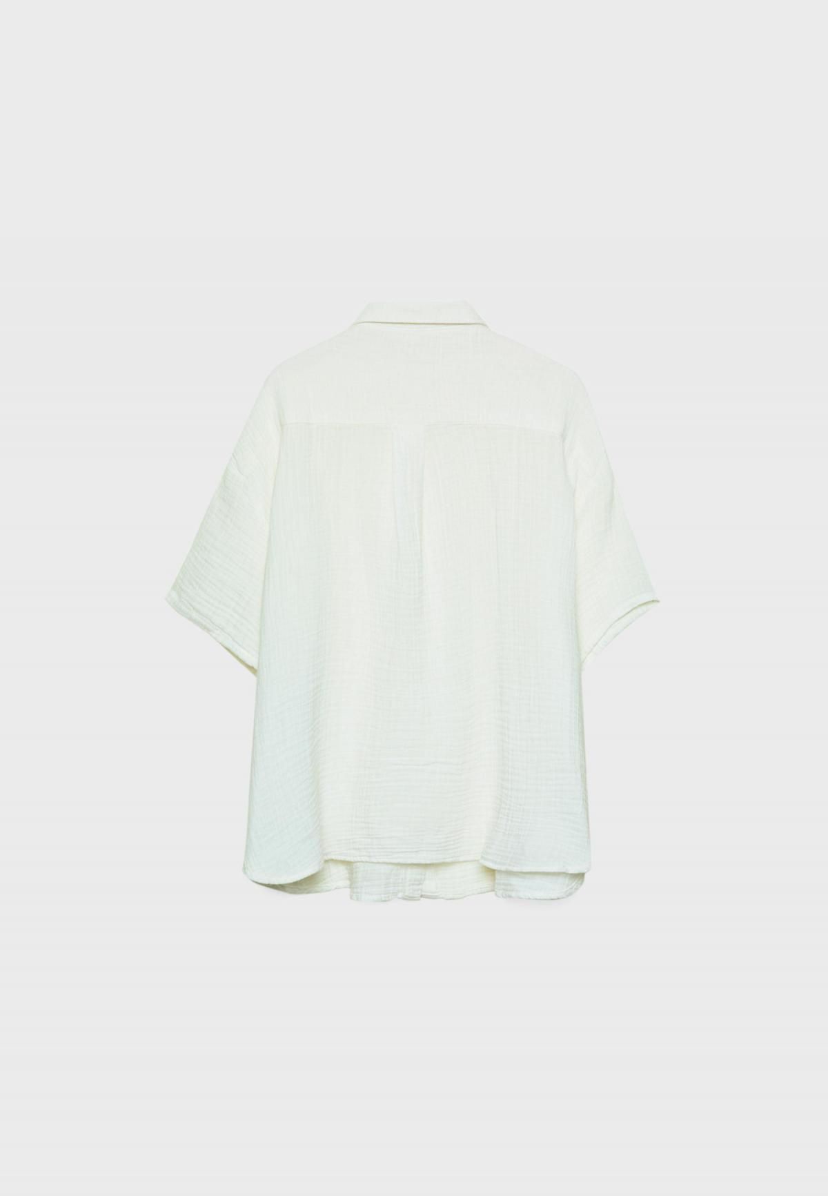 스트라디바리우스 미니멀 코튼 텍스처 반팔 셔츠 7131/582 WHITE 이미지 7