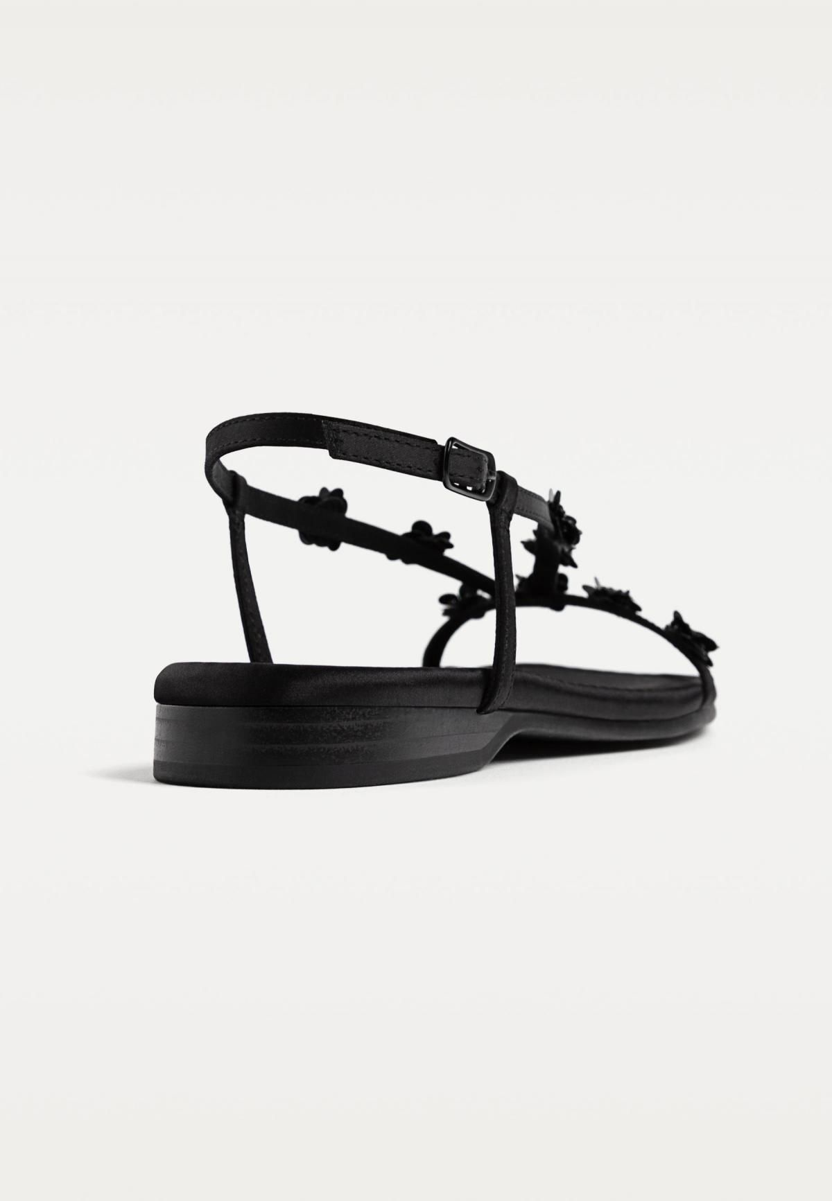 스트라디바리우스 플라워 스트랩 플랫 샌들 블랙 9293/578 BLACK - 상세 이미지 4