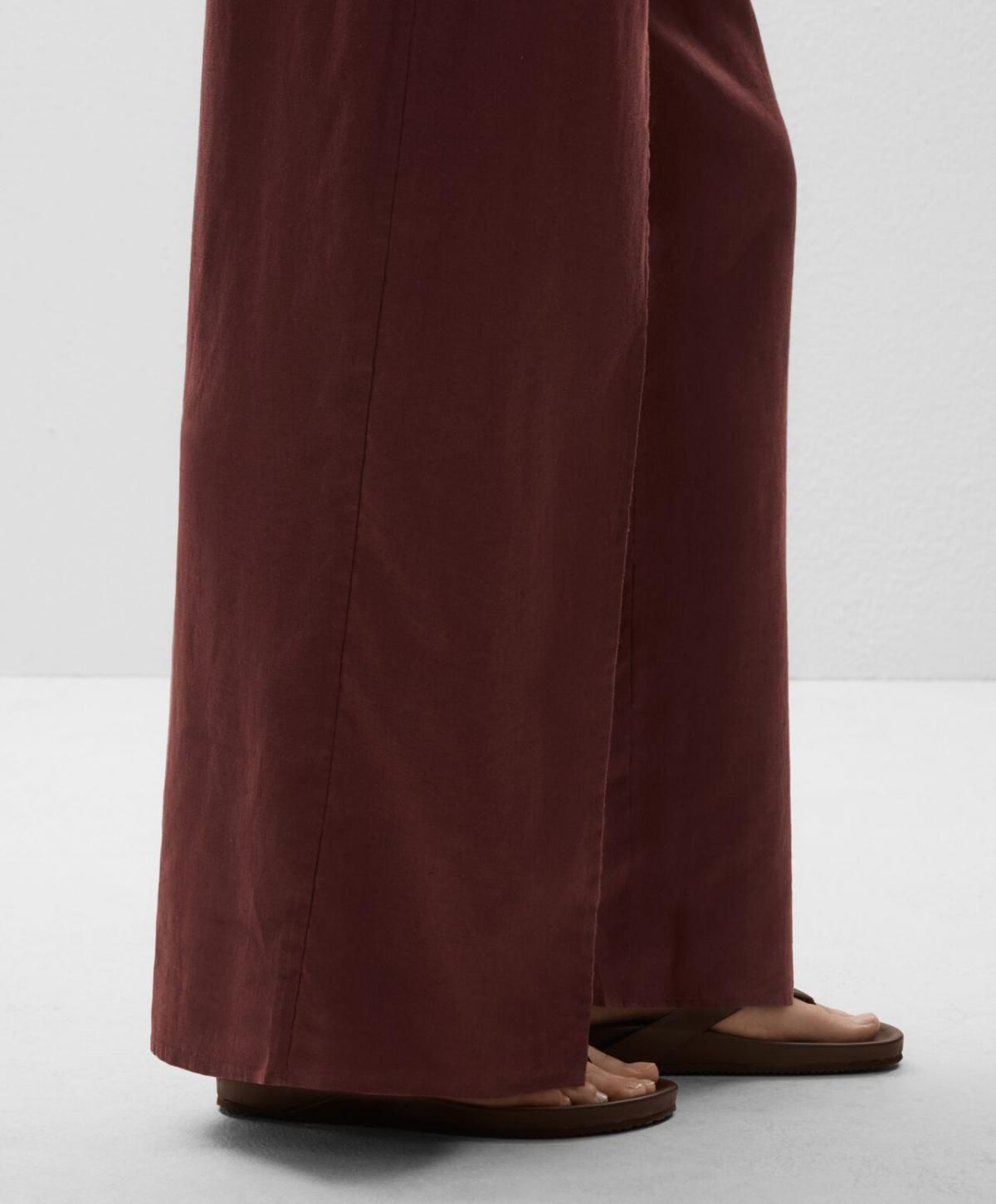 오이쇼 린넨 와이드 레이어드 스트레이트 팬츠 3331/873 CHOCOLATE - 상세 이미지 4