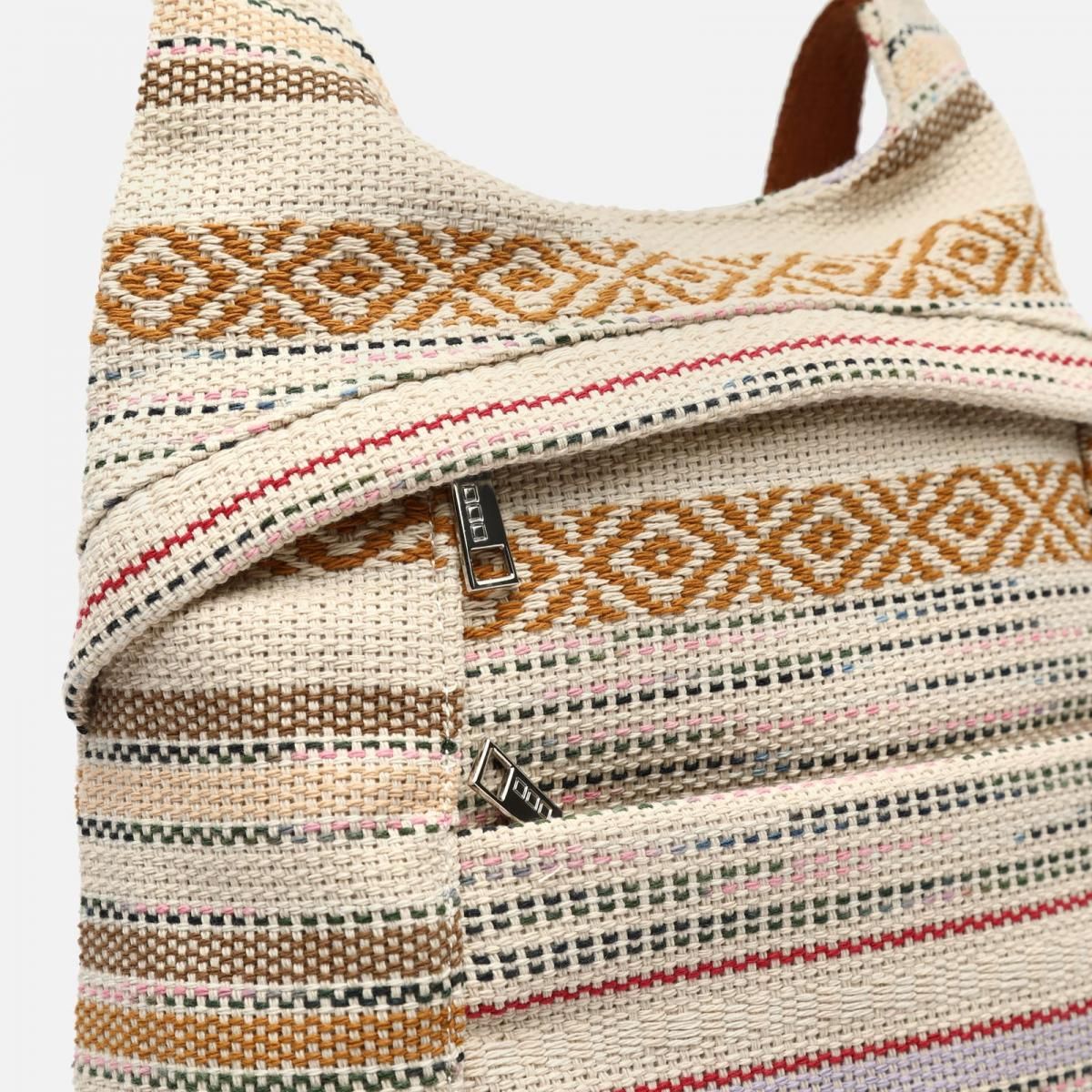 미사코 멀티컬러 자카드 프린트 도난방지 백팩 MICU-4800234117019 BEIGE - 상세 이미지 4