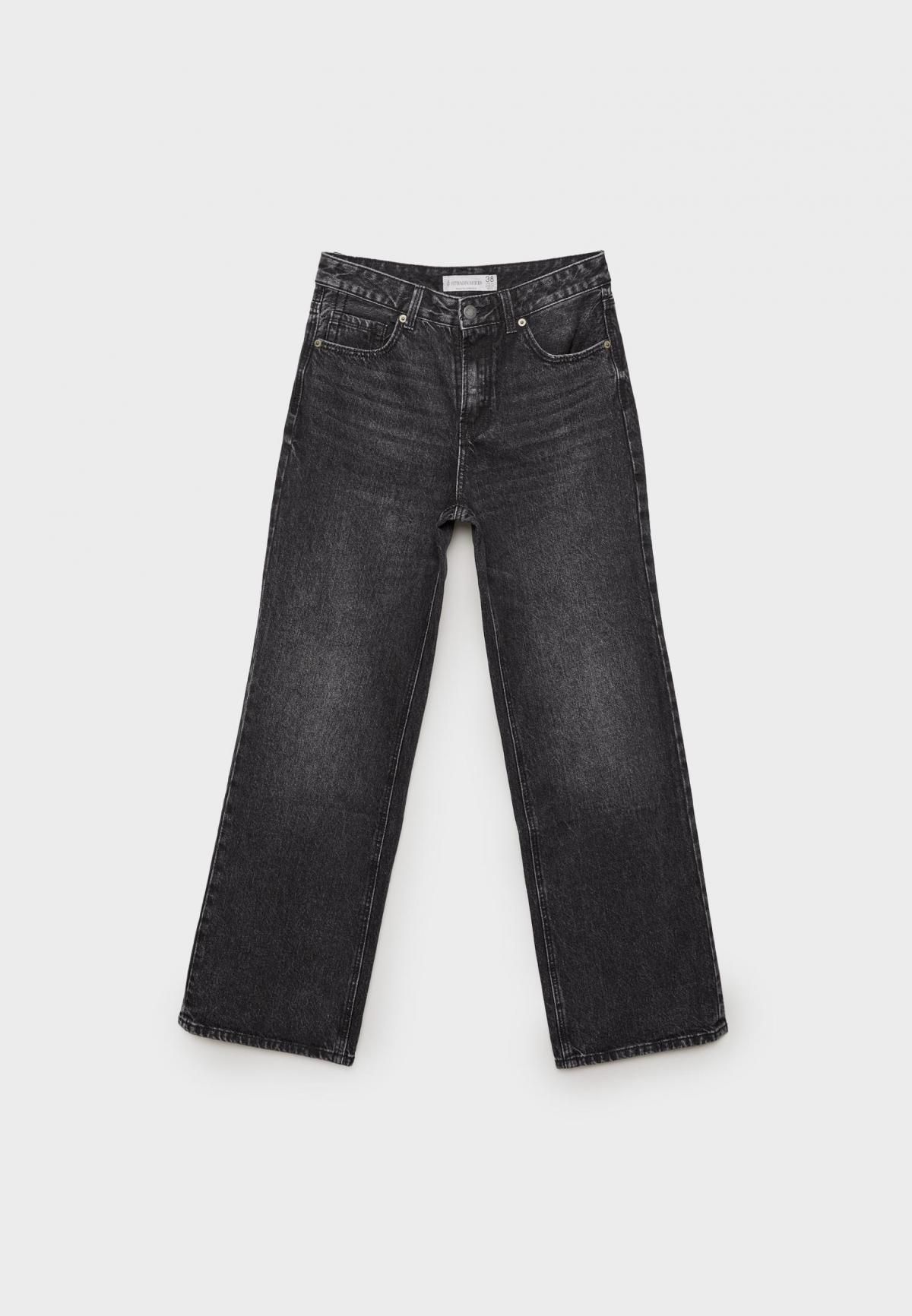 스트라디바리우스 하이라이즈 와이드핏 블랙 데님 팬츠 4891/951 BLACK DENIM WASH - 상세 이미지 3