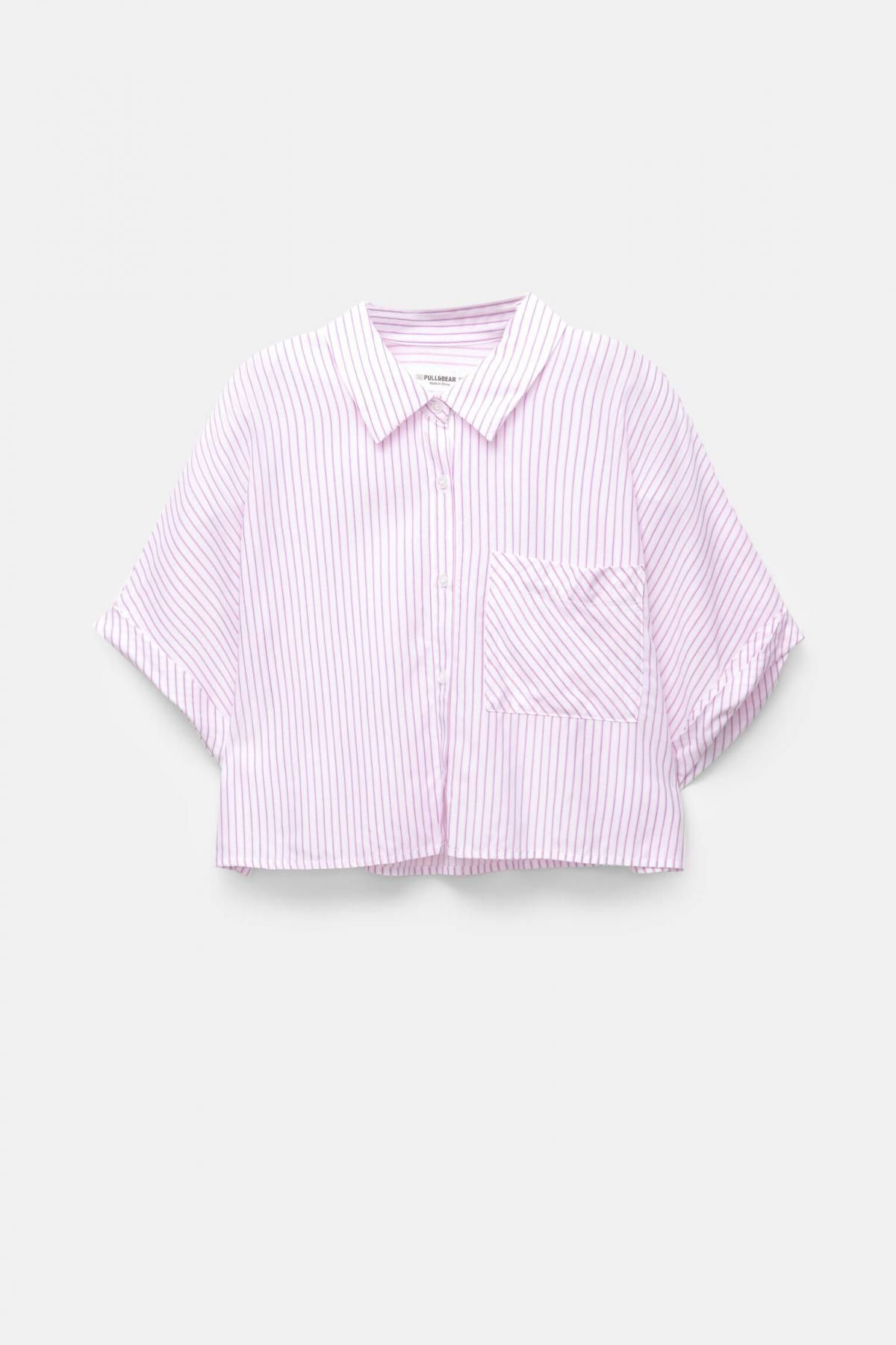풀앤베어 스트라이프 크롭 반팔셔츠 7472/205 PINK - 메인 이미지