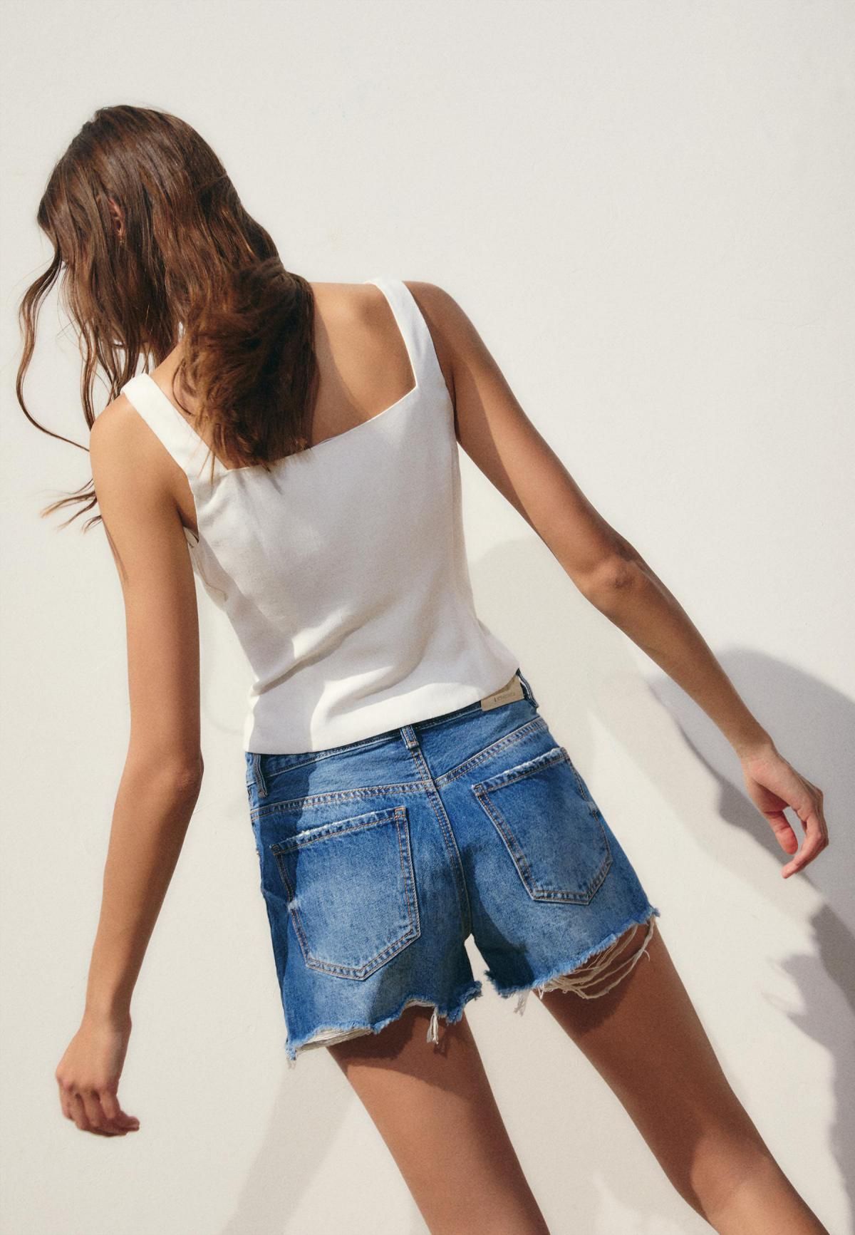 스트라디바리우스 하이웨이스트 빈티지 데님 리핑 반바지 1362/729 MEDIUM DENIM WASH - 상세 이미지 5