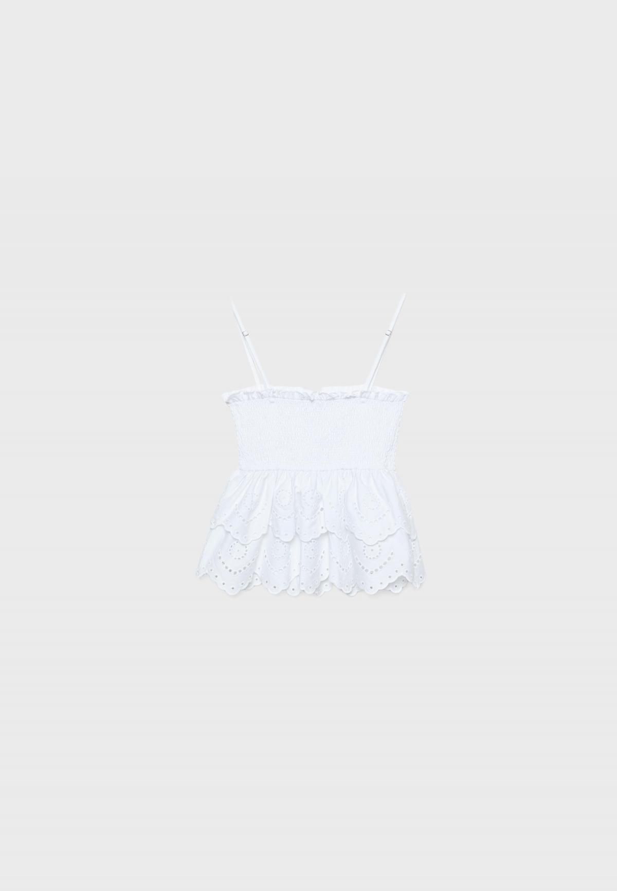 스트라디바리우스 러플 자수 민소매 블라우스 2680/625 WHITE - 상세 이미지 3