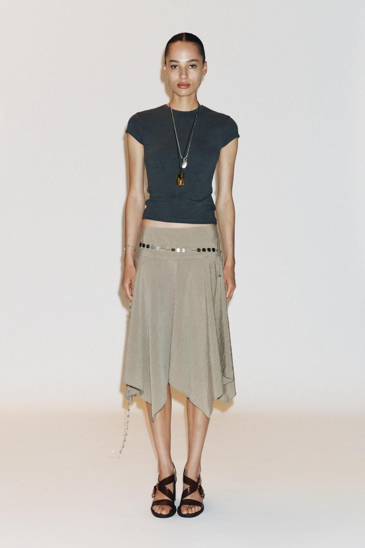 자라 슬림핏 라운드넥 반팔 티셔츠 4174/325 CHARCOAL GREY - 상세 이미지 2