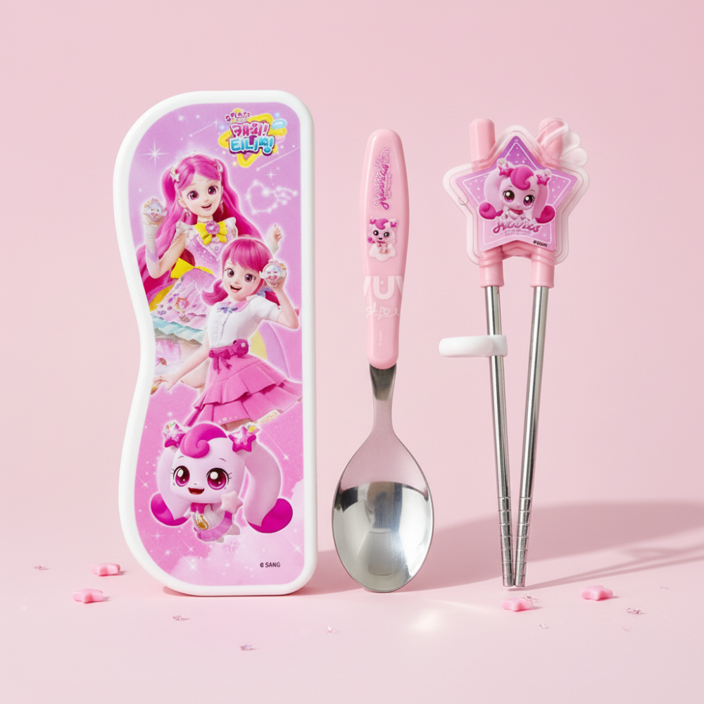 캐치티니핑 수저세트 하츄핑 젓가락 케이스 유아 어린이집 티니핑수저 - 메인 이미지