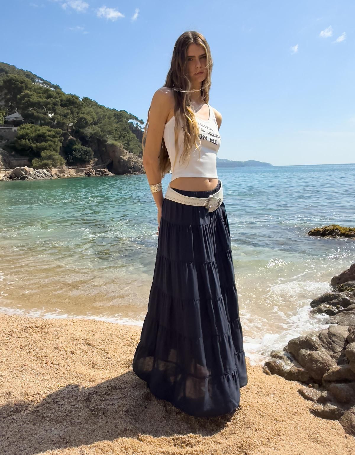 버쉬카 러스틱 플레어 미디 스커트 6073/207 NAVY - 상세 이미지 4