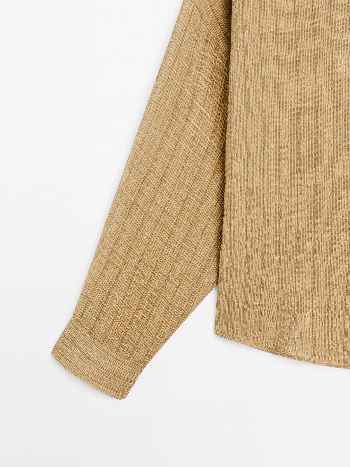 마시모두띠 린넨블렌드 내추럴 오픈폴로카라 블라우스 5111/712 MUSTARD YELLOW - 상세 이미지 4