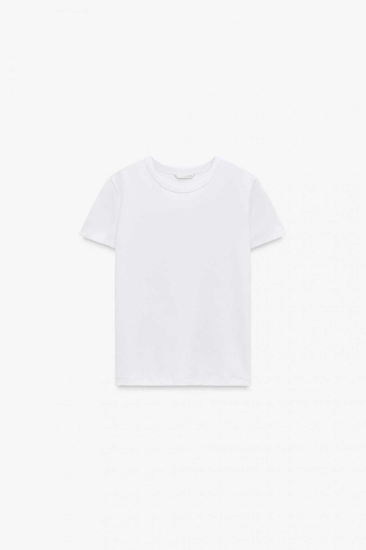 자라 화이트 라운드넥 인터록 반팔 티셔츠 4174/378 WHITE - 메인 이미지