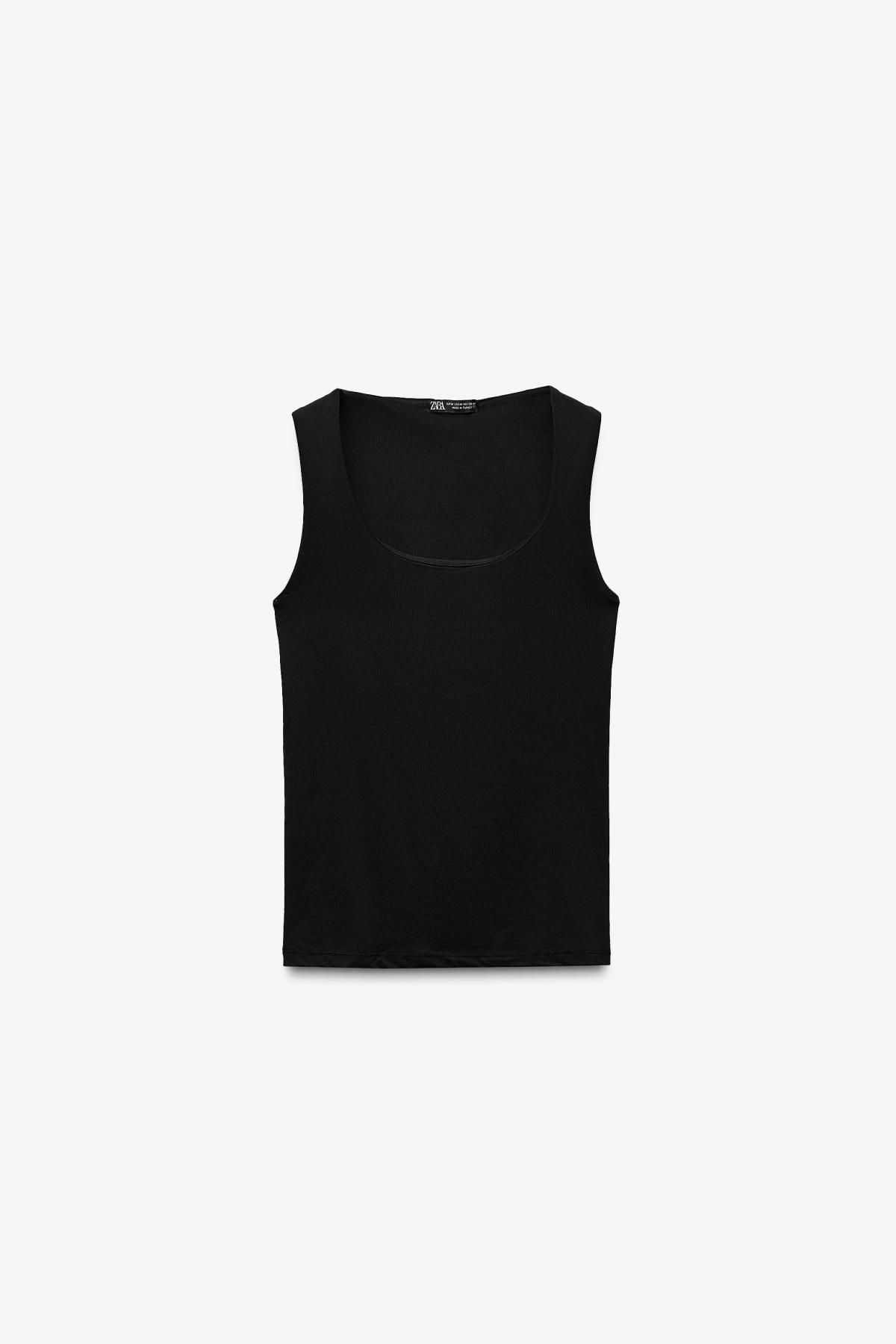 자라 폴리아미드 와이드 스트랩 탑 3905/531 BLACK - 메인 이미지