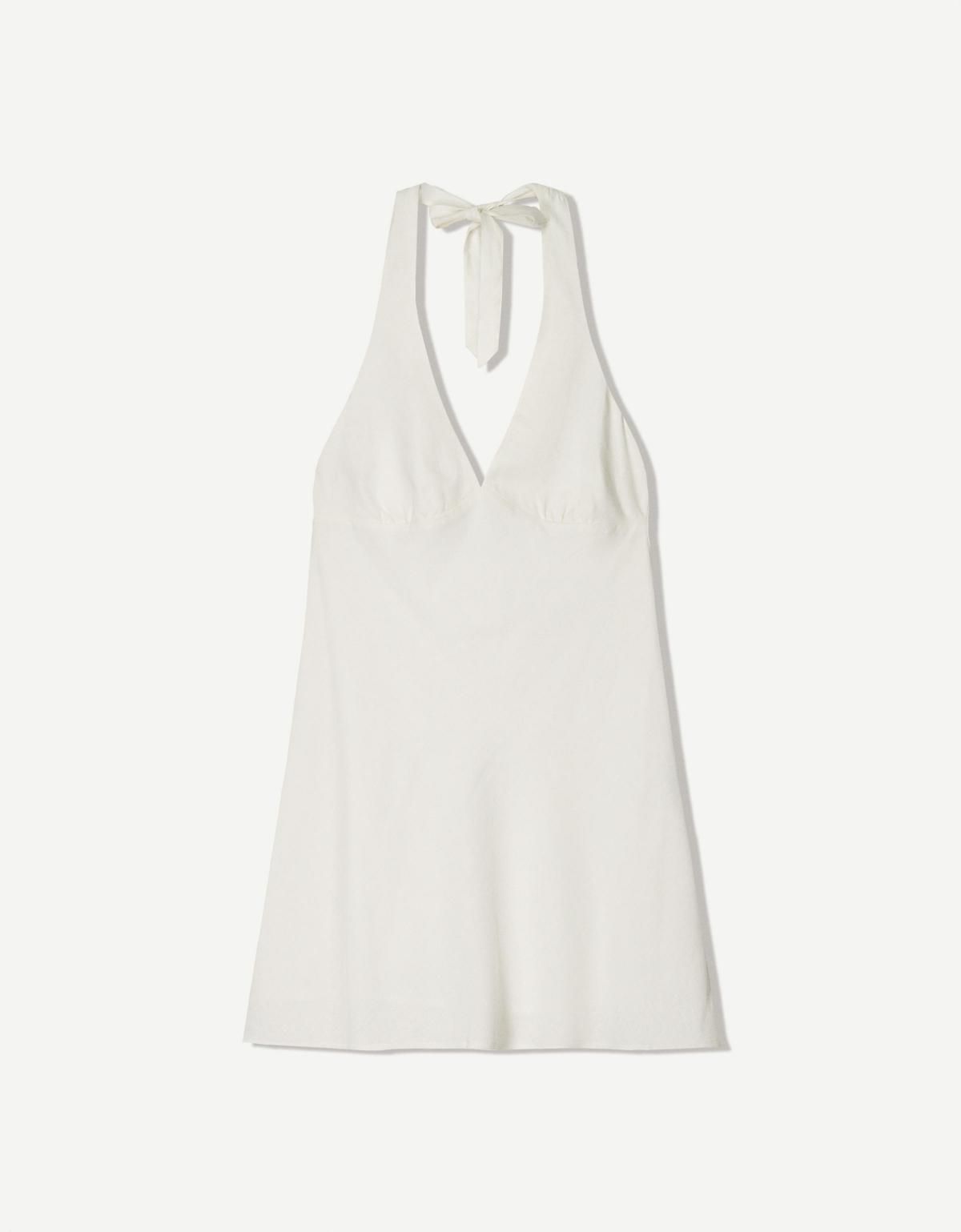 버쉬카 린넨 블렌드 홀터 미니 원피스 0748/710 WHITE - 상품 이미지