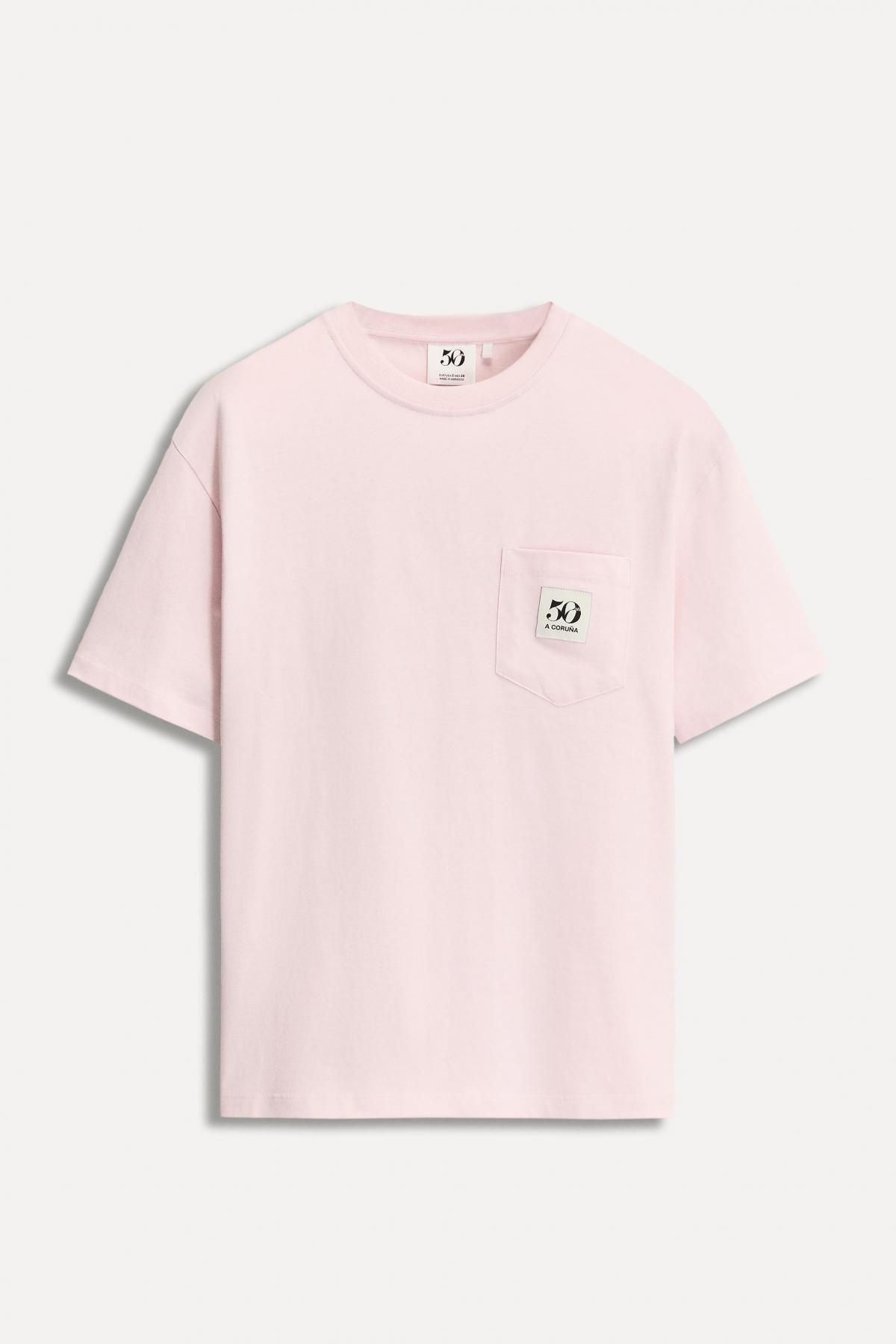 자라 패치포켓 라운드넥 코튼 반팔 티셔츠 0085/011 PALE PINK - 메인 이미지