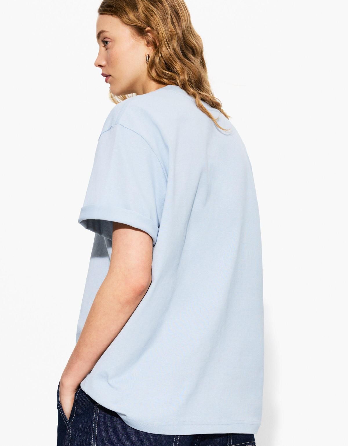 버쉬카 오버사이즈 코튼 반팔 티셔츠 2333/443 LIGHT BLUE - 상세 이미지 4