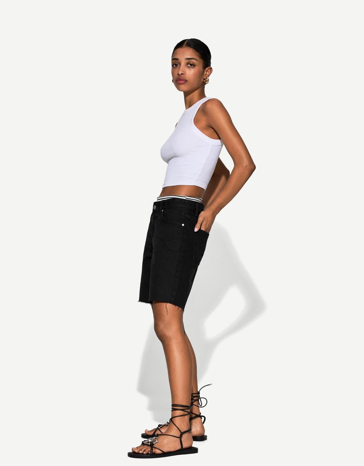 버쉬카 데님 버뮤다 쇼츠 3197/534 BLACK - 상세 이미지 4