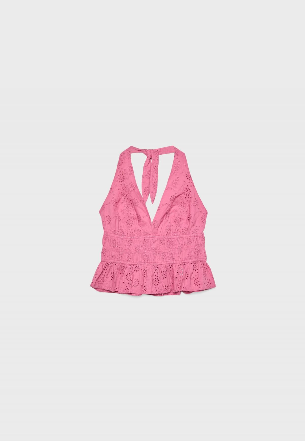 스트라디바리우스 에스닉 펀칭 자수 핑크 홀터넥 탑 2080/679 NUDE PINK - 메인 이미지