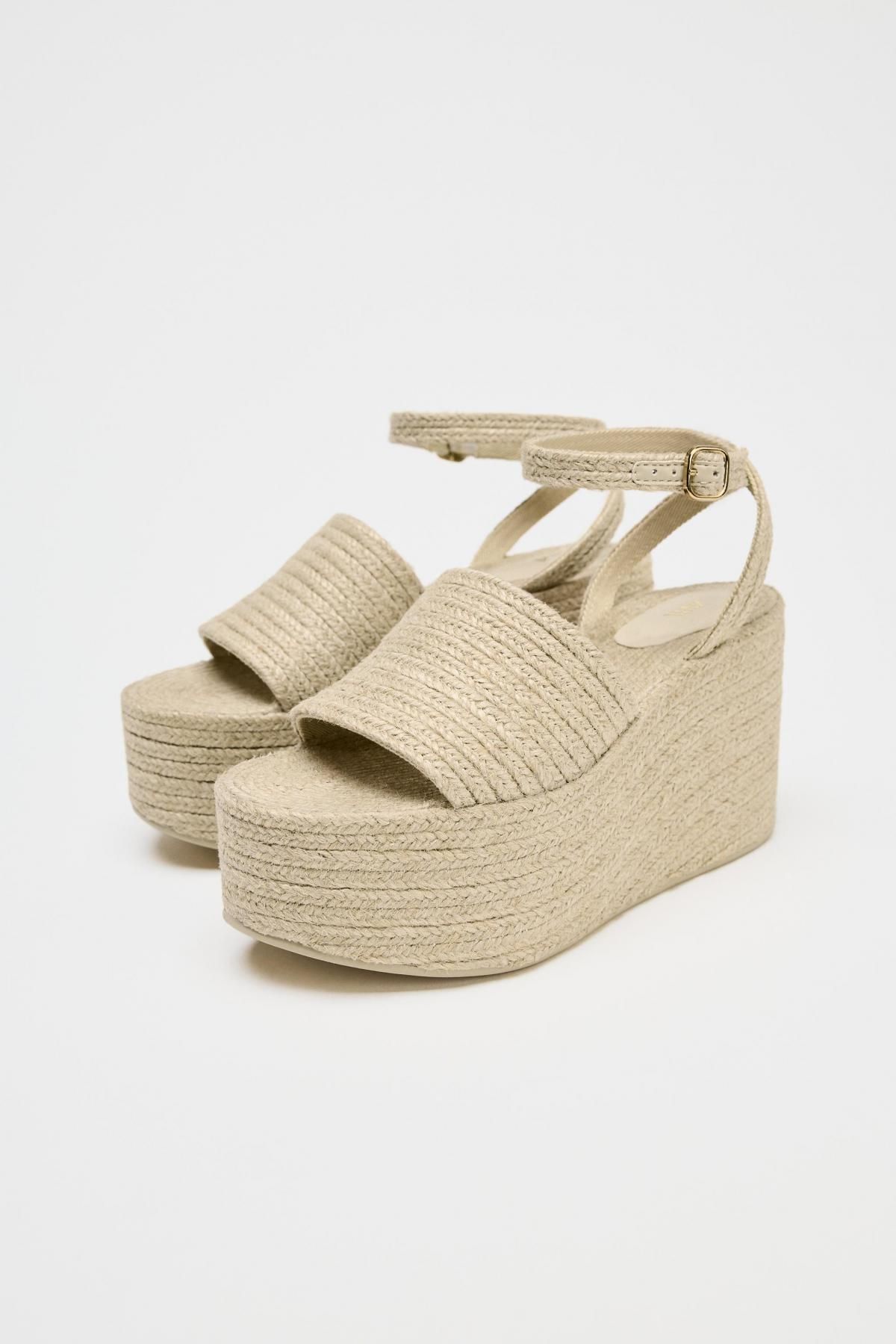 자라 내추럴 주트 플랫폼 웨지 샌들 3325/610 LIGHT BEIGE - 상세 이미지 4