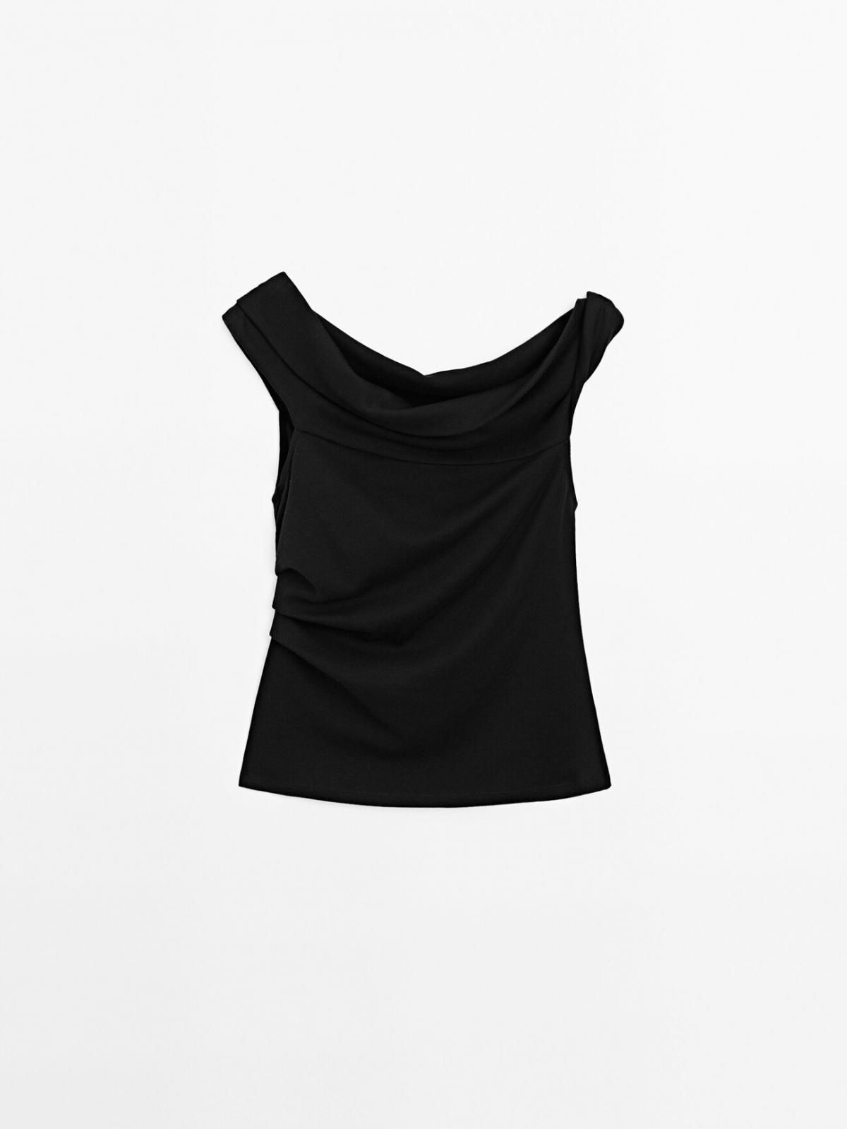 마시모두띠 코튼 드레이프 스트랩 블랙 탑 6204/360 BLACK - 상품 이미지