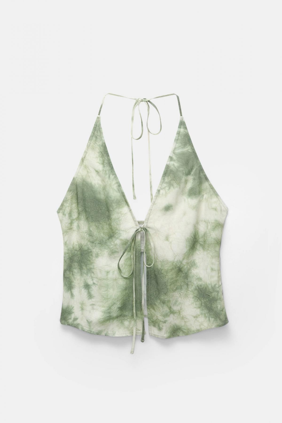 풀앤베어 타이다이 스트랩 홀터넥 민소매 탑 7472/353 GREEN - 메인 이미지