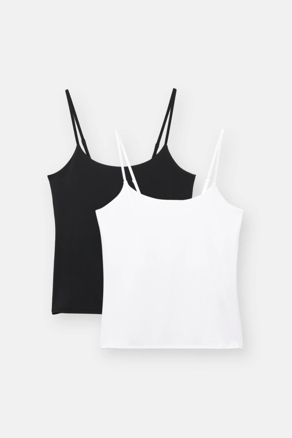 풀앤베어 베이직 스트레치 슬림핏 민소매 캐미솔 2팩 3248/415 WHITE/BLACK - 상품 이미지